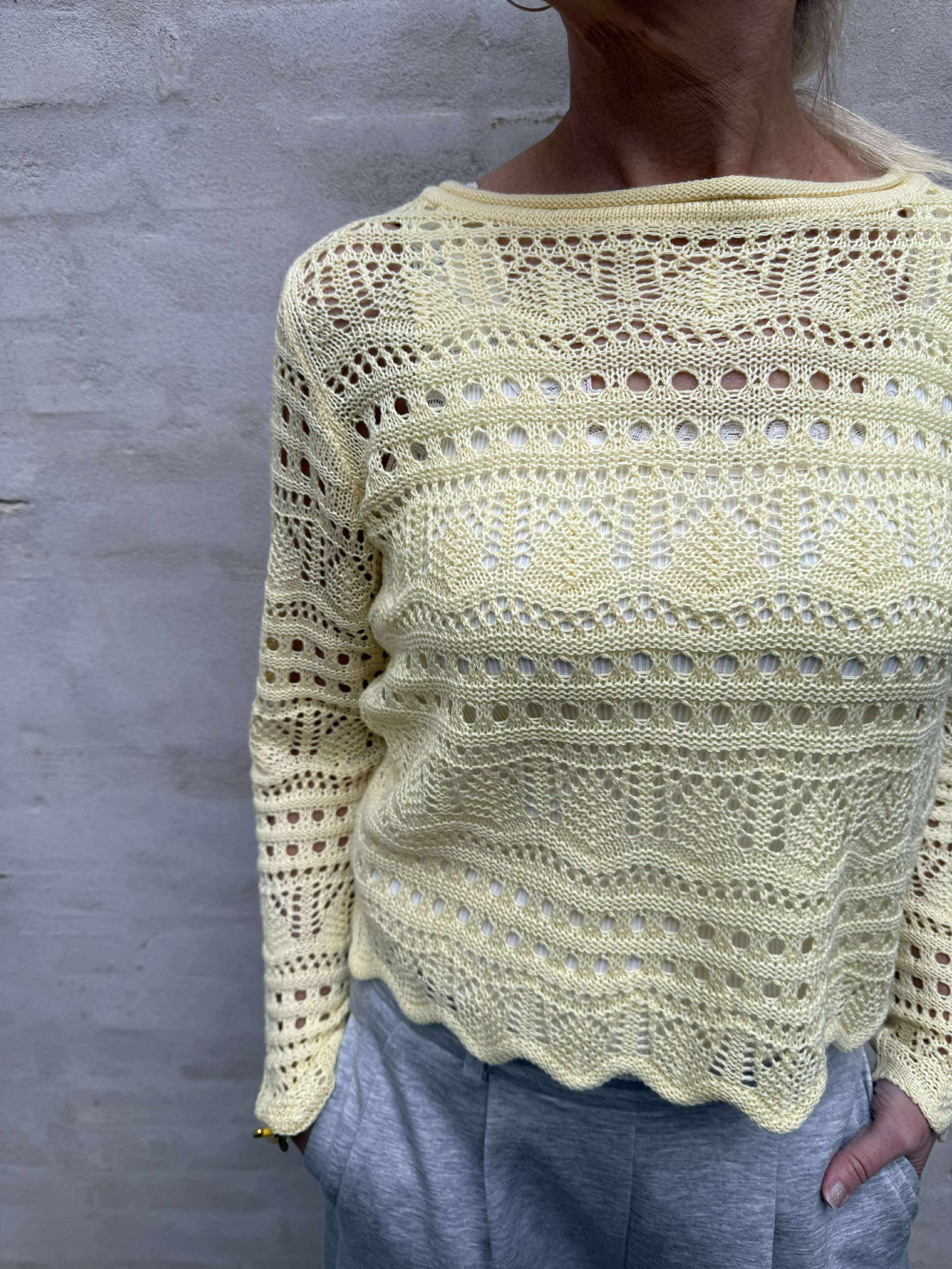 SUN LAY LS BOATNECK TRÖJA - Double Cream