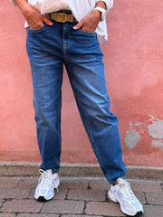 Karlie Barrel High Waist - mellanblå tvättad