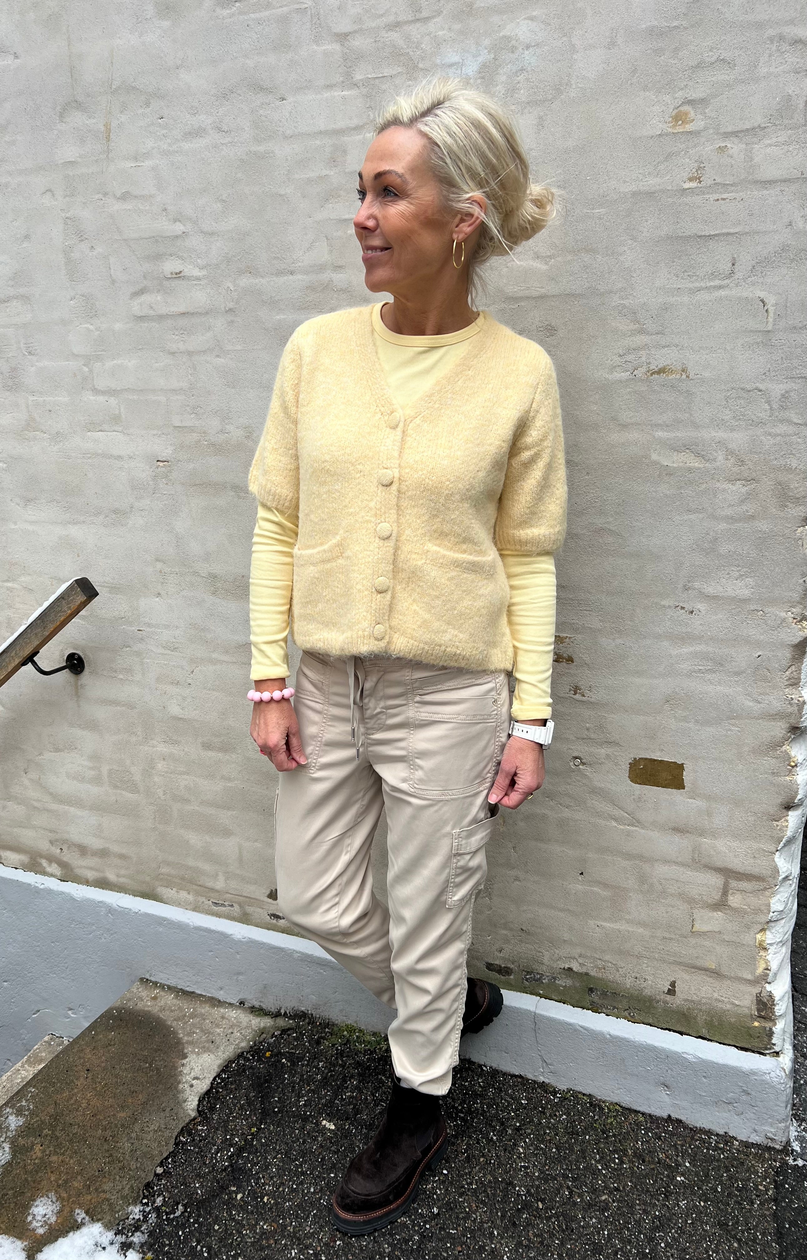 SAGGIA SS V-HALS Stickad cardigan - Sunlight Melange