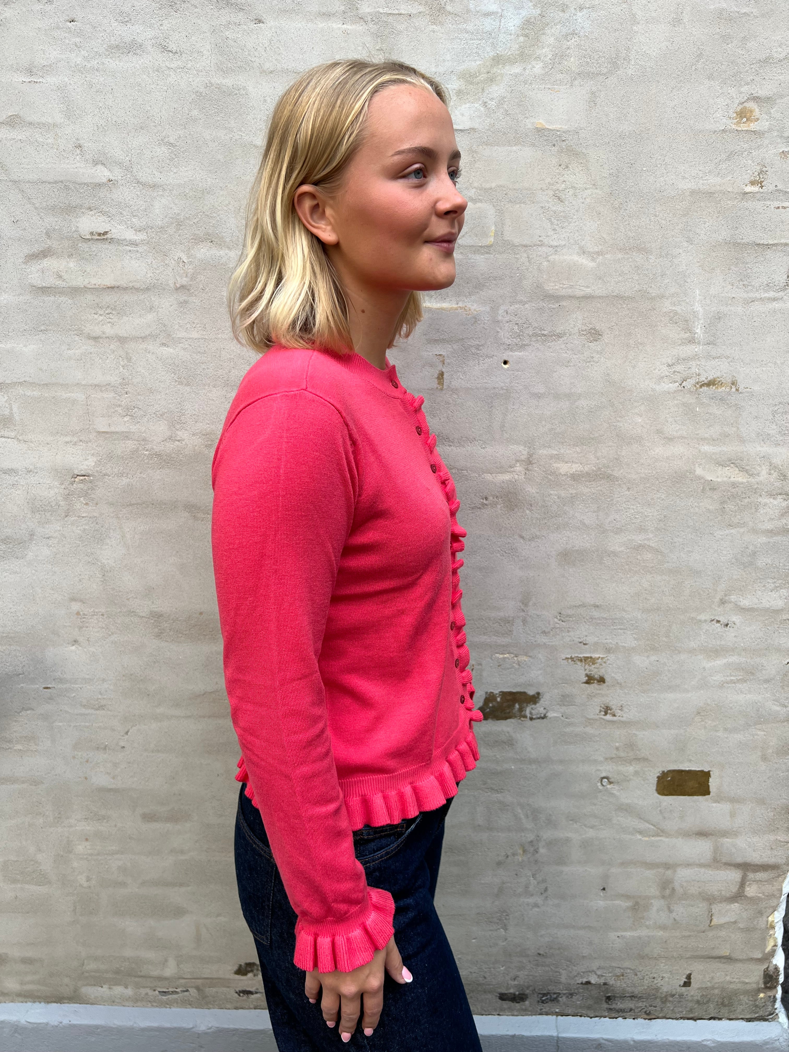 Sisse Solid Cardigan - Berry