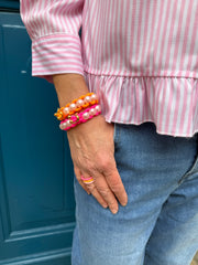Färgad Elastic & Shell Pearls SMALL - Rosa