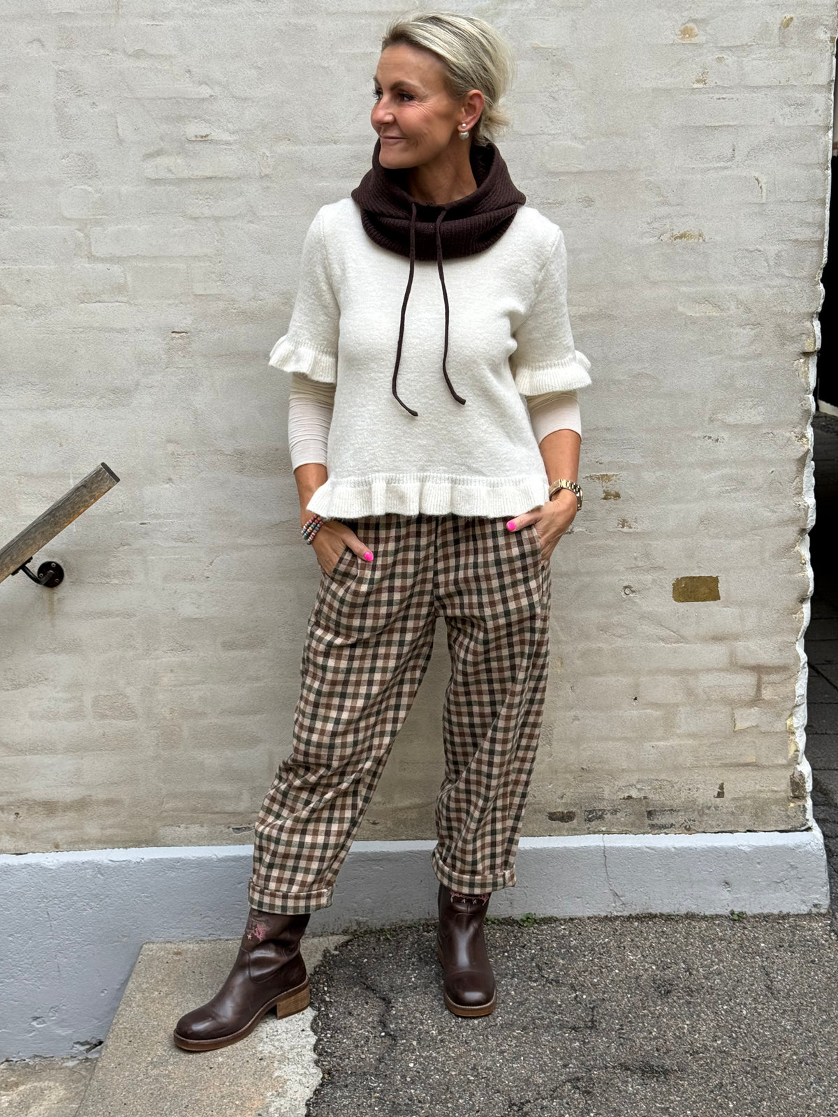 Lotta Check Pants - Khaki/Brown/Beige