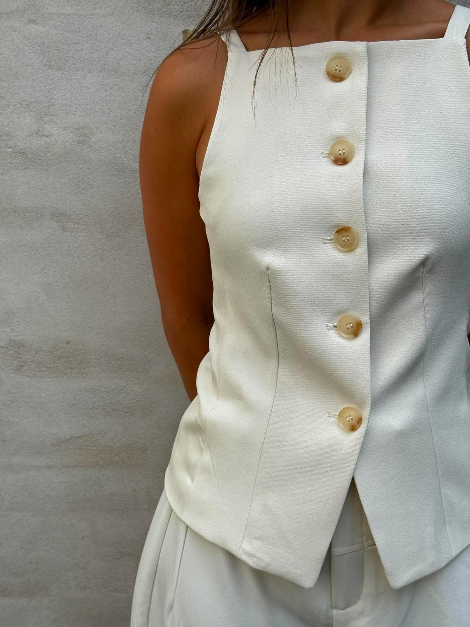Kylie Structure Waistcoat - Off White