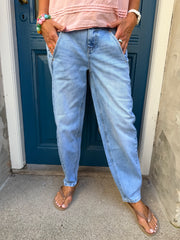 Karlie Barrel High Waist - Äkta ljusblå