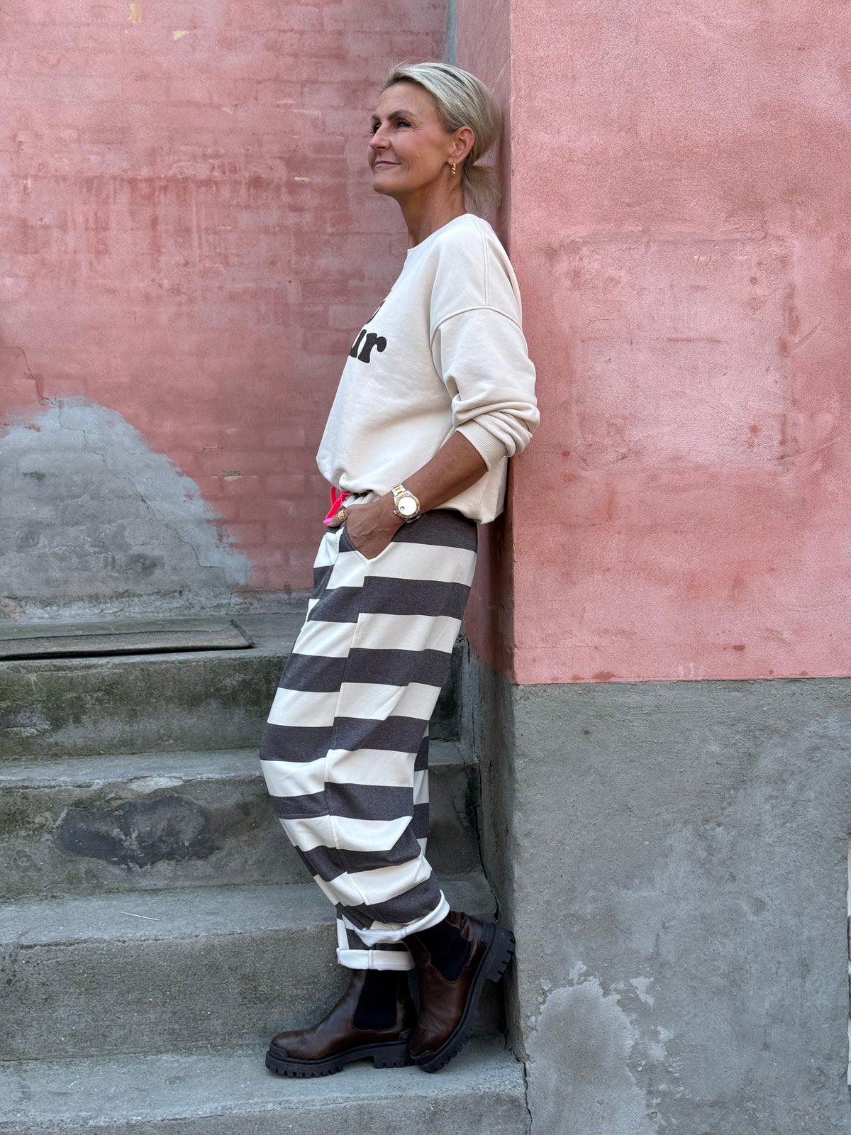 Very Striped Sweatpants - Off White/Brown