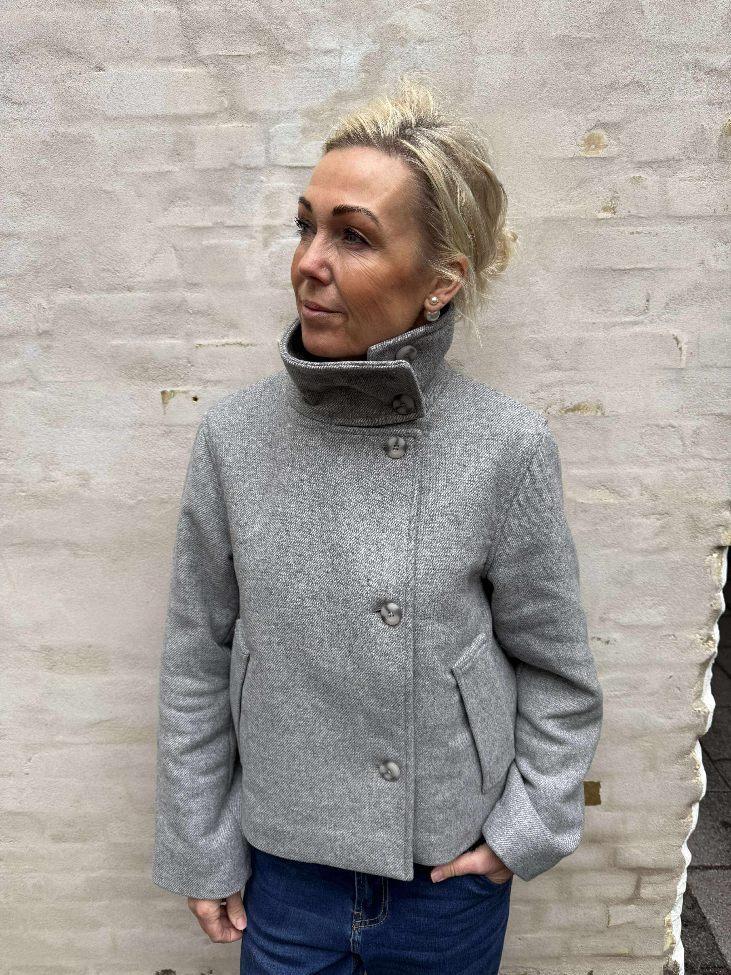 RIKI KORT JACKA - Medium Grey Melange