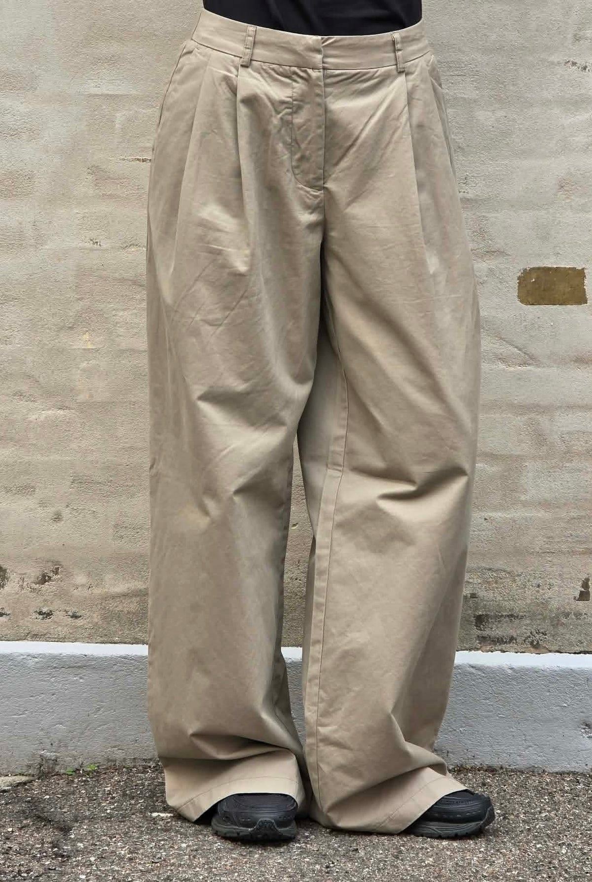 PAM HW WIDE LEG PANTS - Greige