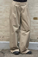 PAM HW WIDE LEG PANTS - Greige