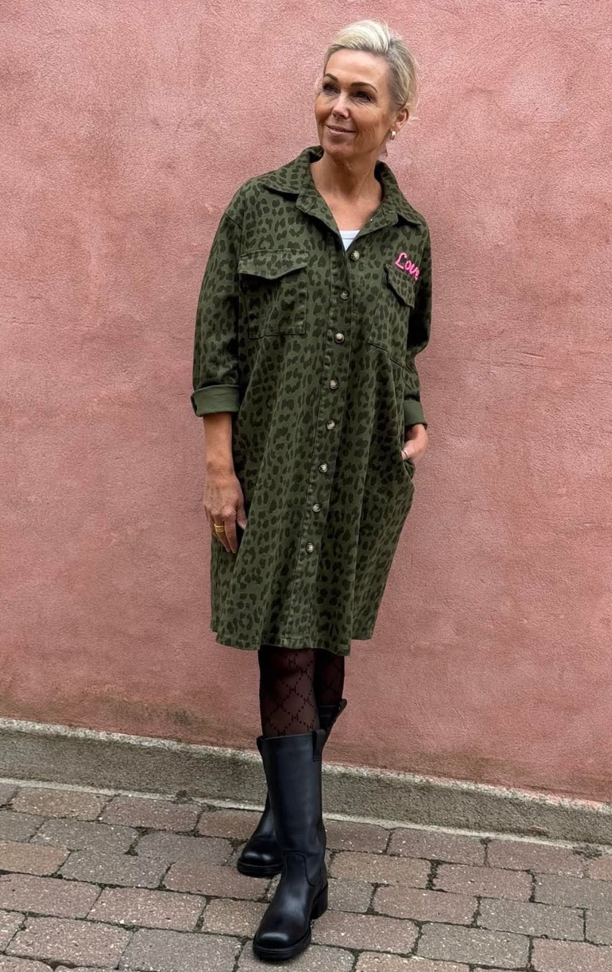 Leo Shirt Dress - Army Leo