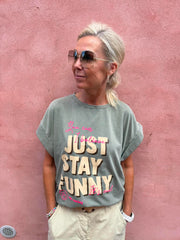 Rolig t-shirt - Army/Rosa