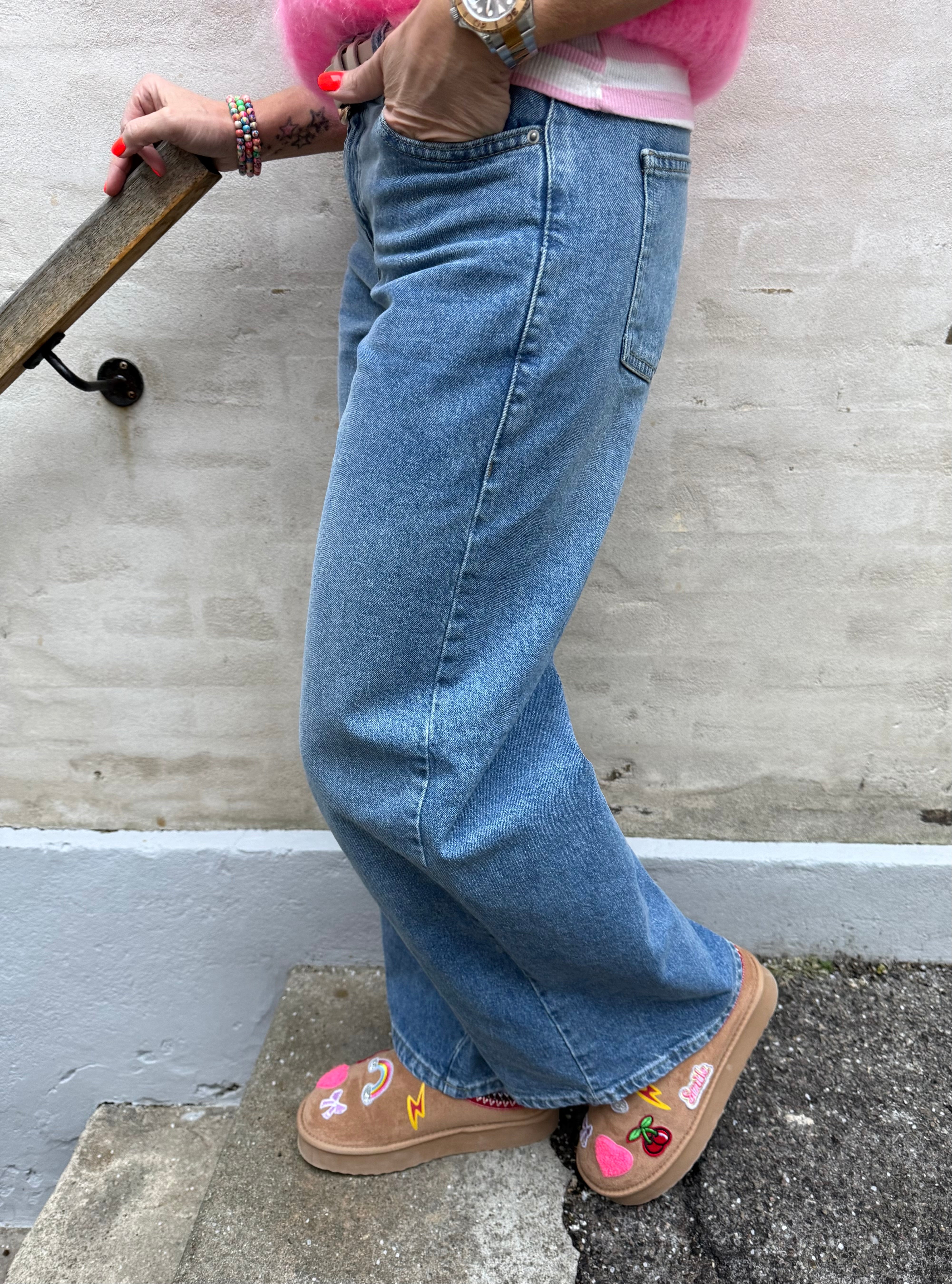 Selma vida jeans med låg midja - Medium Blue Denim