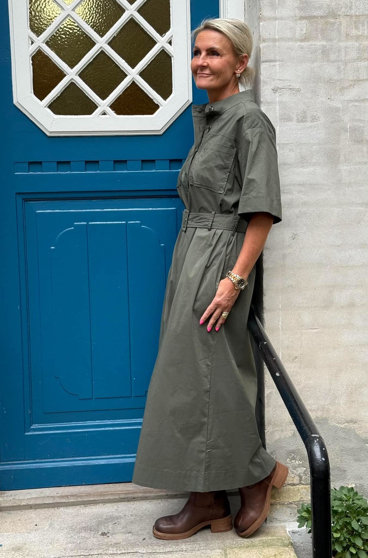Cina Poplin Dress - Army
