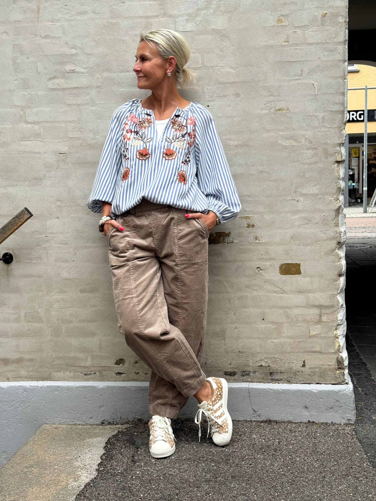 Boheme Shirt W/Embrodery & Stripes - Blue
