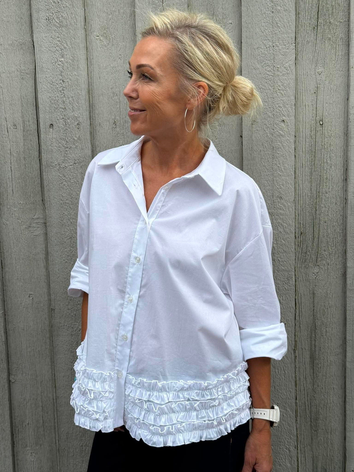 Ruffle Shirt - White