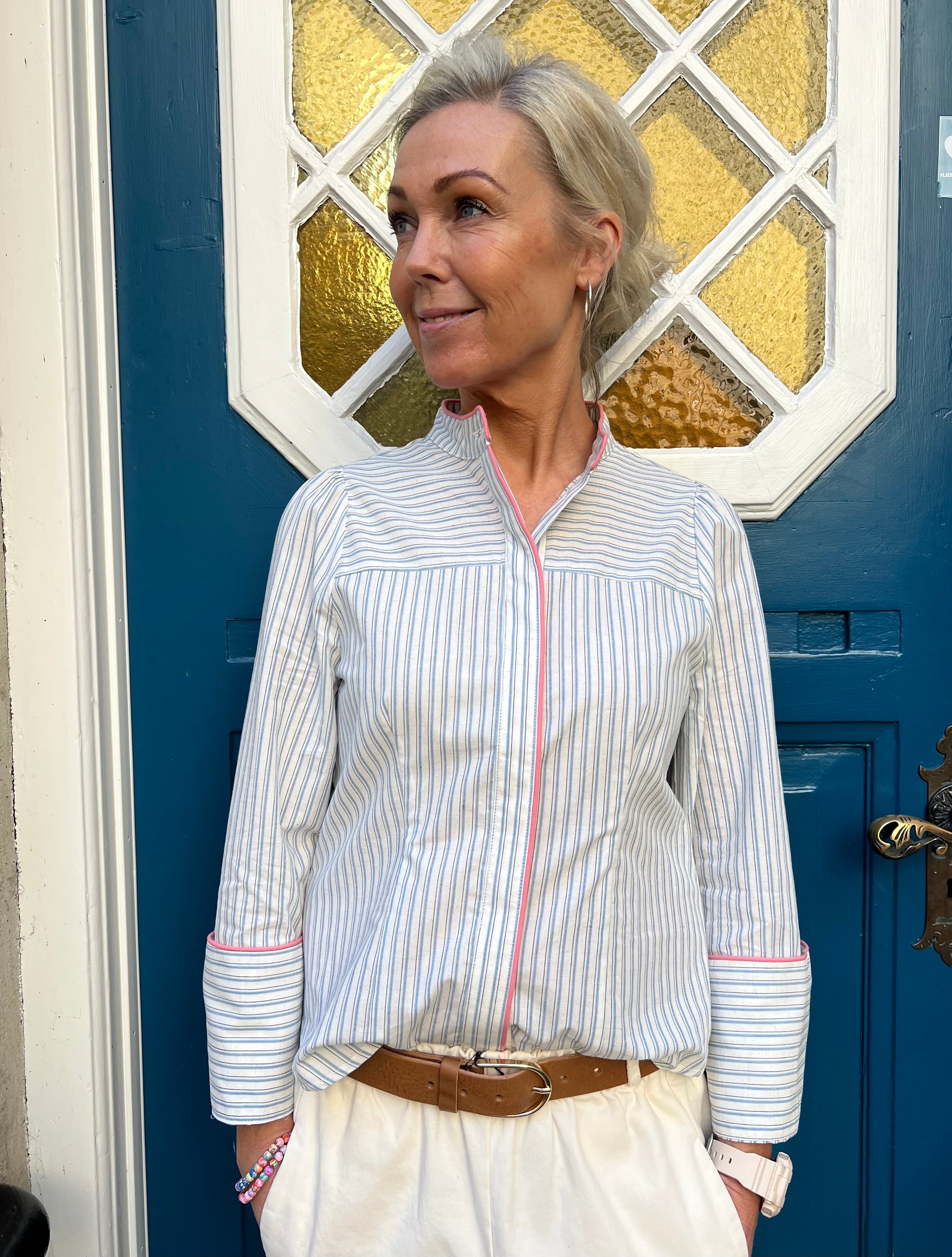 NicoGO Go Shirt - Benvit blårandig