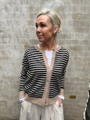 DELL randig stickad kofta - svart