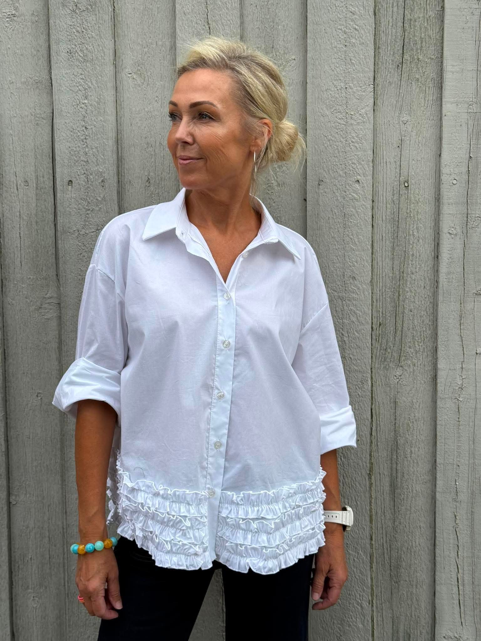 Ruffle Shirt - Vit