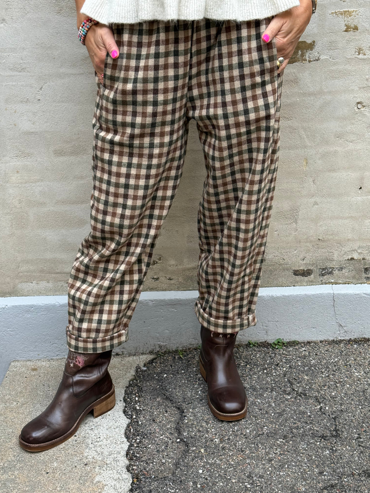 Lotta Check Pants - Khaki/Brown/Beige