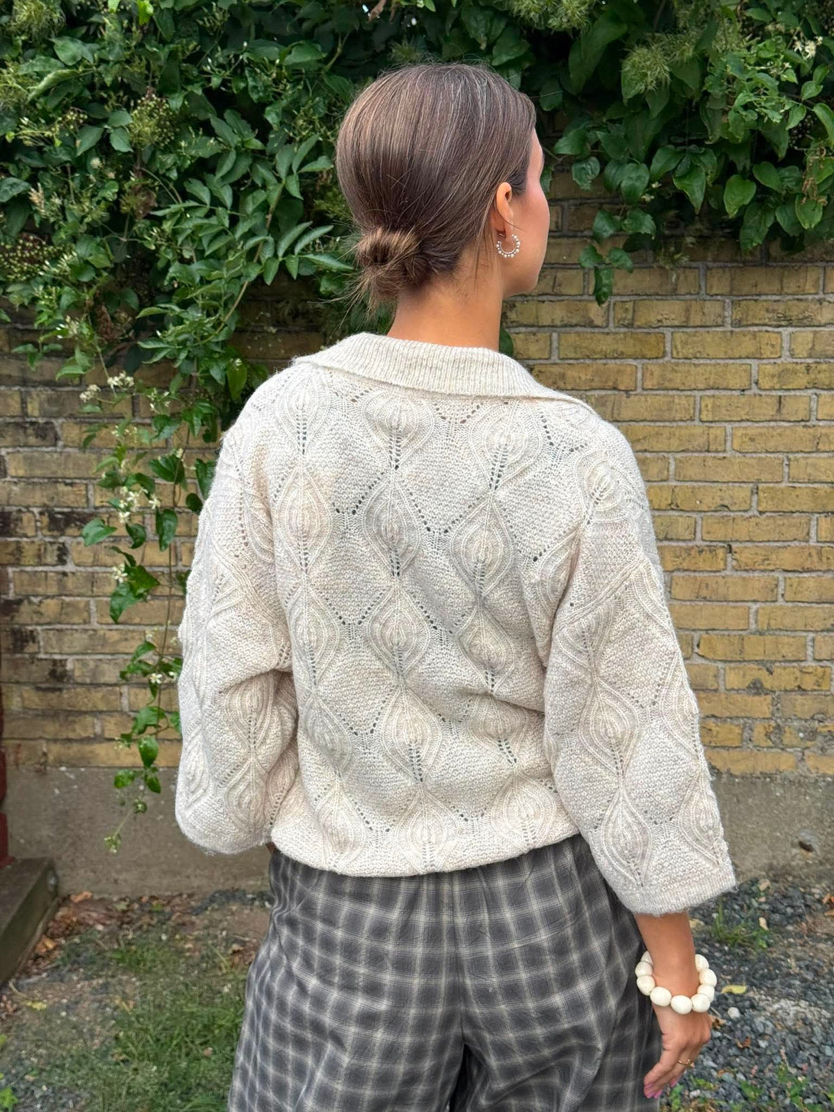 KAISA FLORA 3/4 LO KNIT CARDIGAN - Birch Melange
