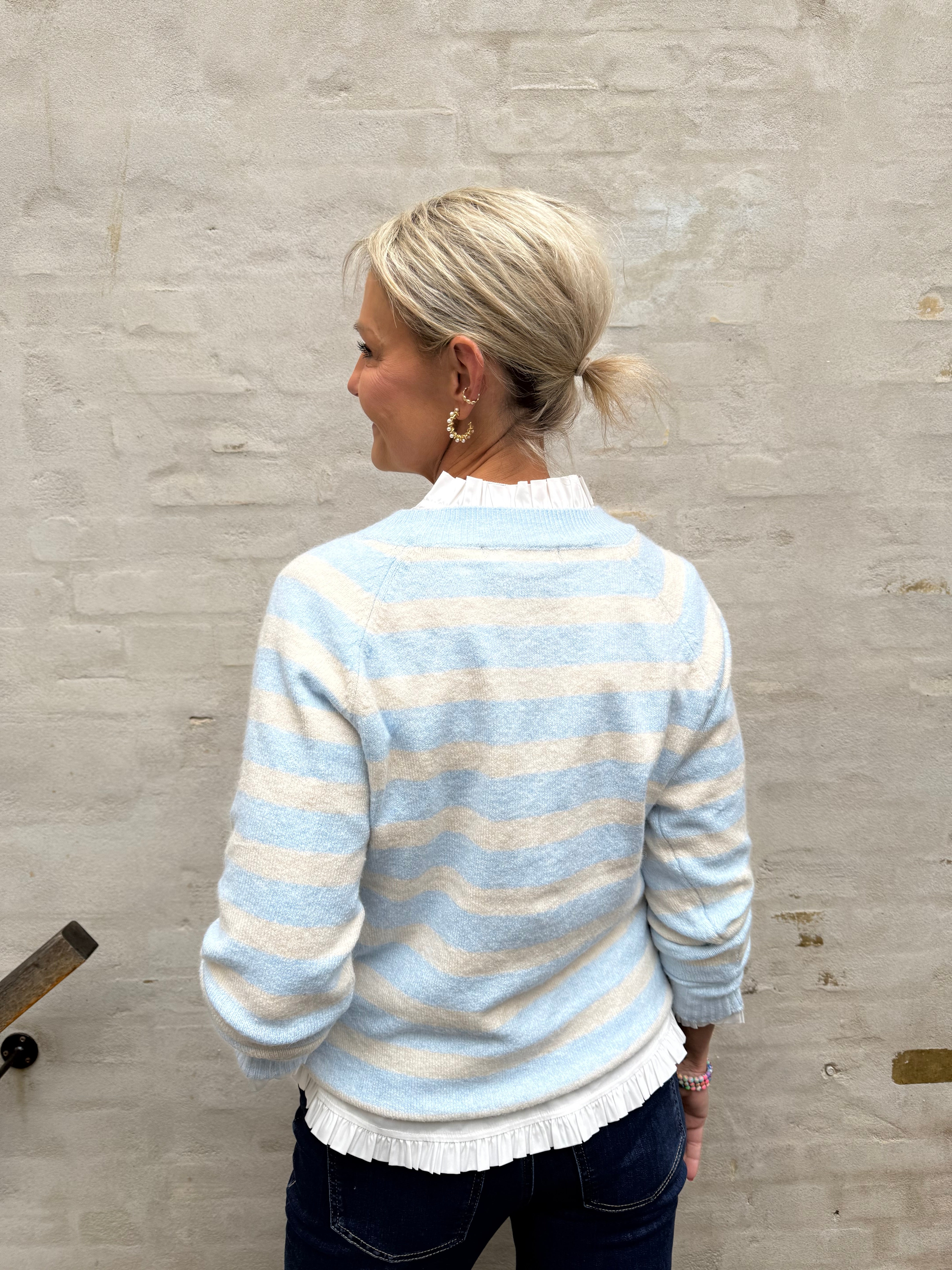 DOFFY O-HALS BLUS - Kashmirblå/Björk