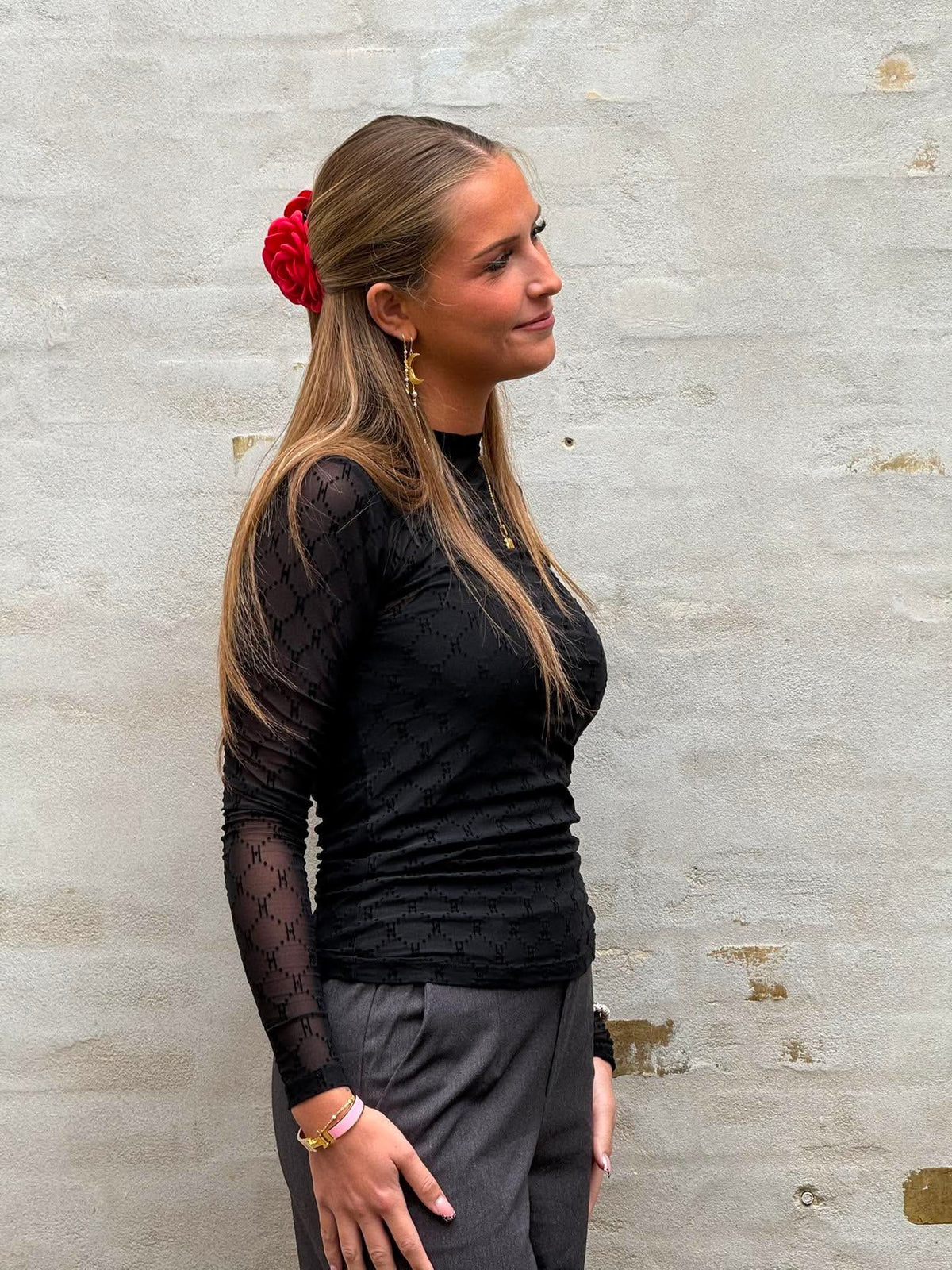 Meshblus med logotyp – Svart