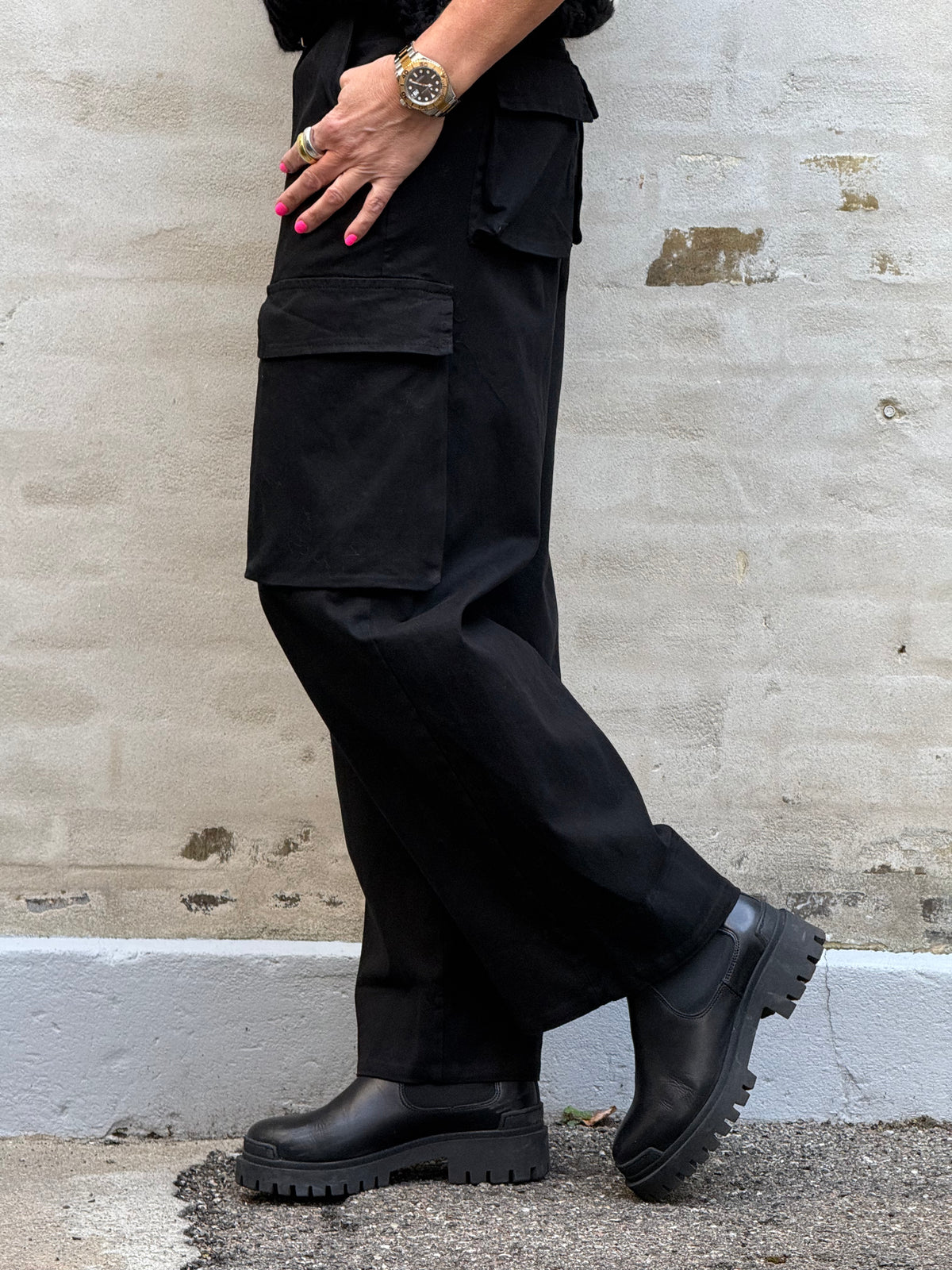 Leopanto Cargo Pants - Black