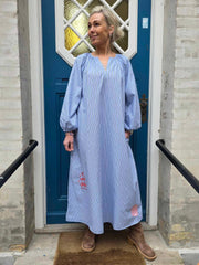 Champagne långklänning - marinblå