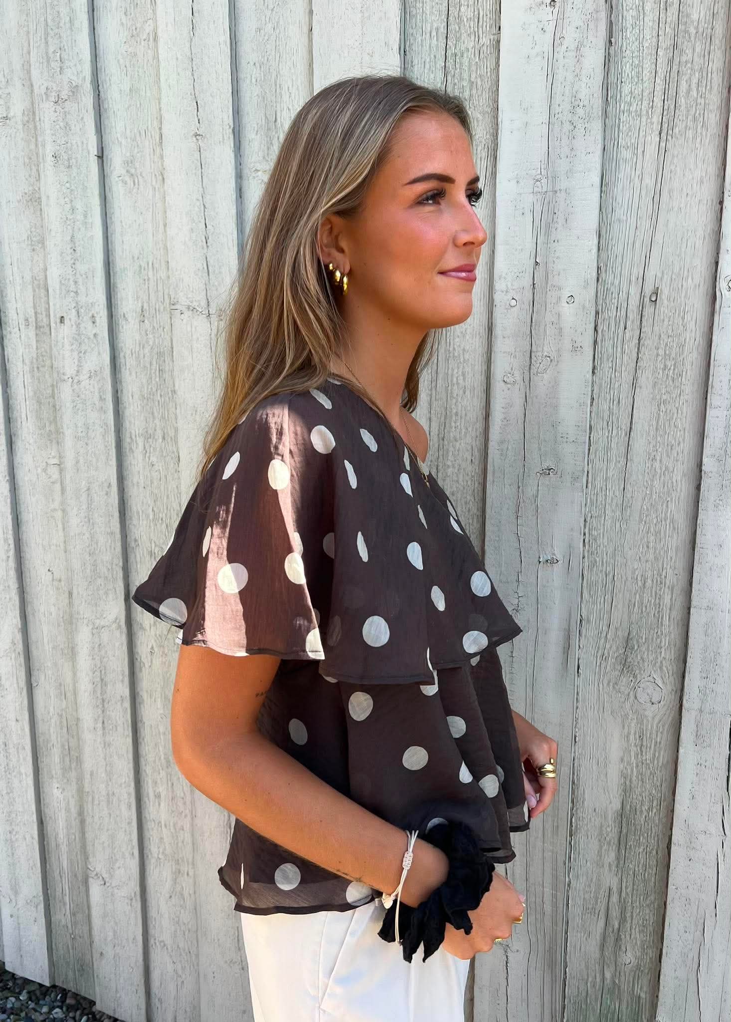 FAY LIFE ONE-SHOULDER TOP - Chocolate Torte PRISTINE DOT