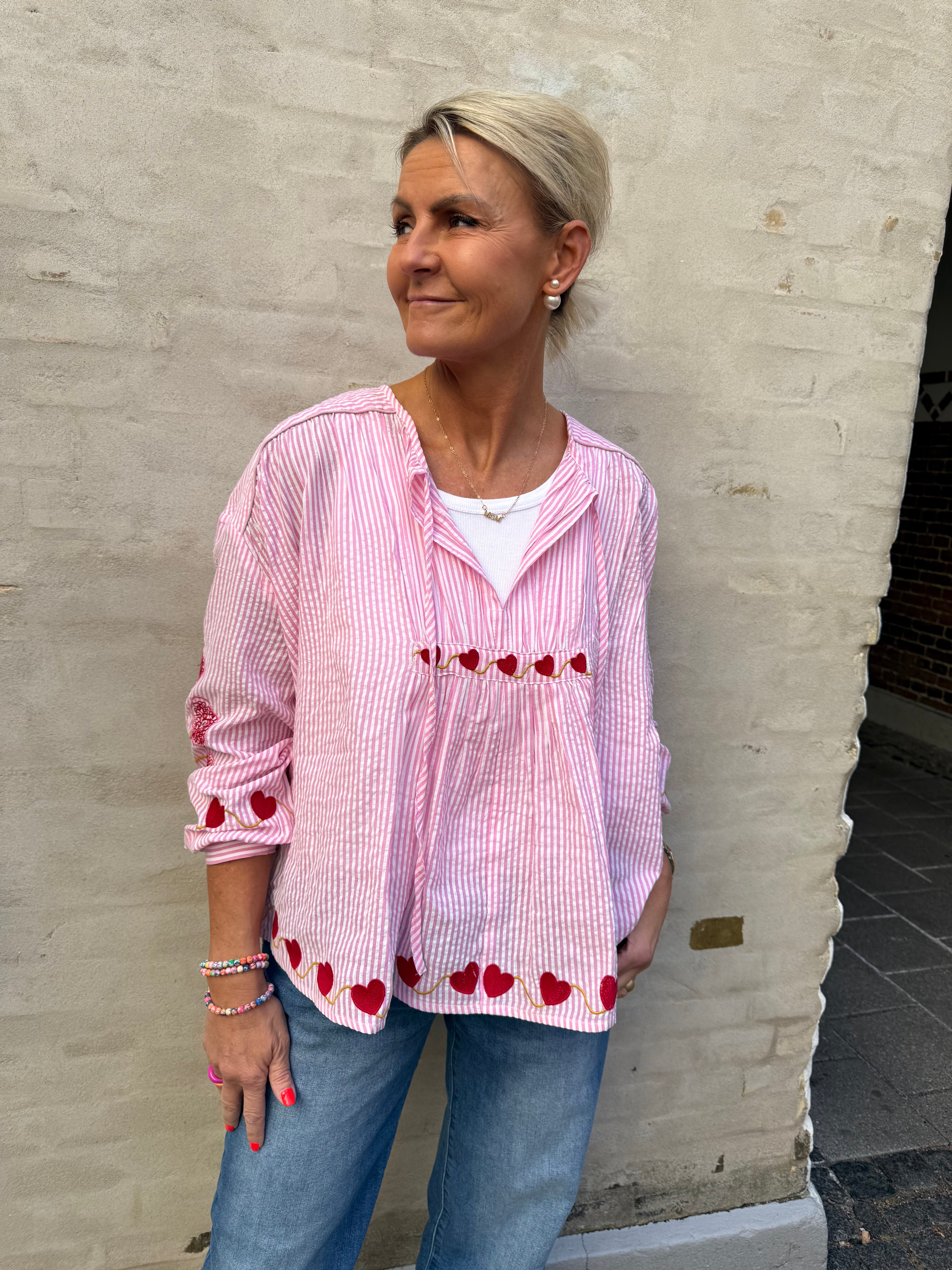 Heart Blouse - Rosa Flower