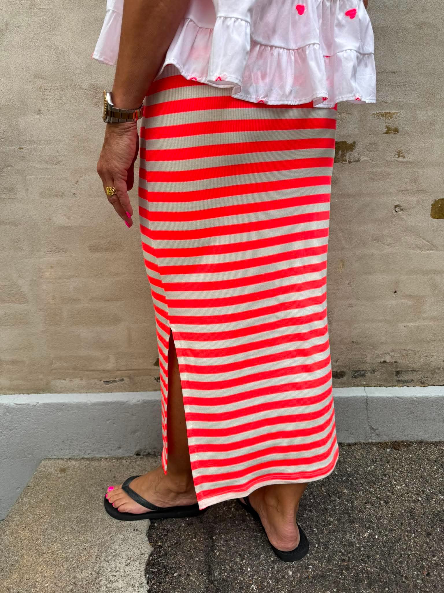 Everyday stripe Skirt - White/Pink Flou