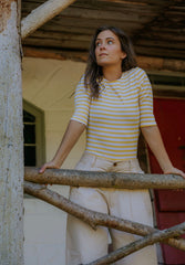 Everyday Stripes SS Blouse - White/Yellow