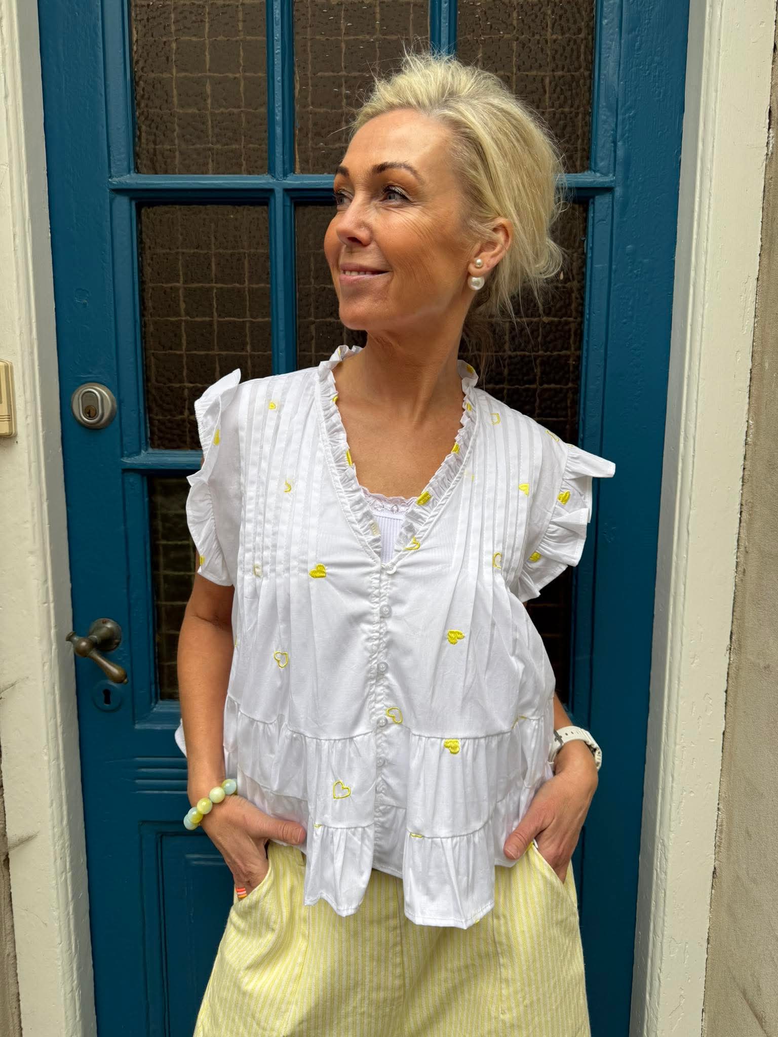 Micado Blouse - White/Yellow