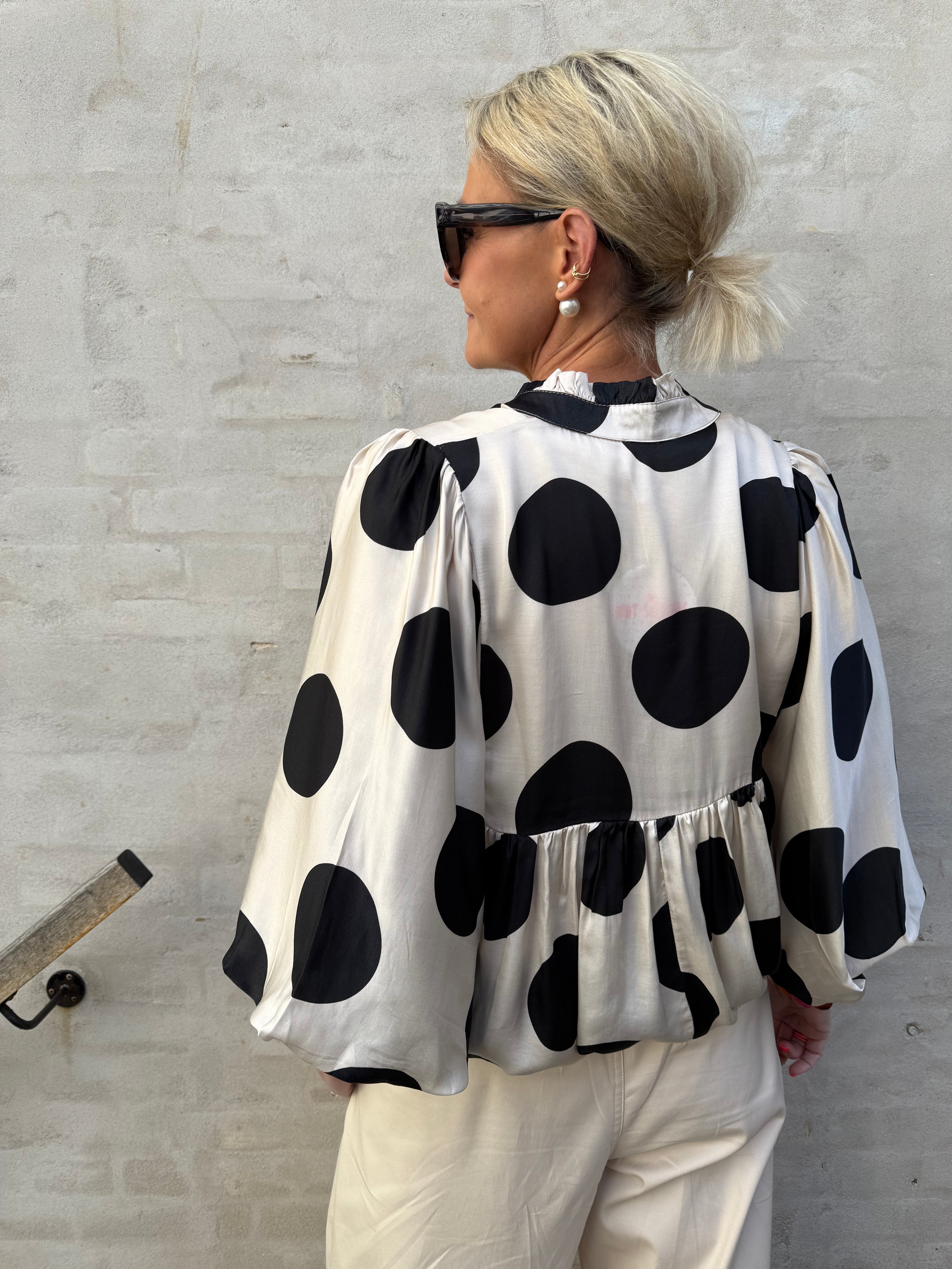 Michella Dot Blouse - Off White/Black