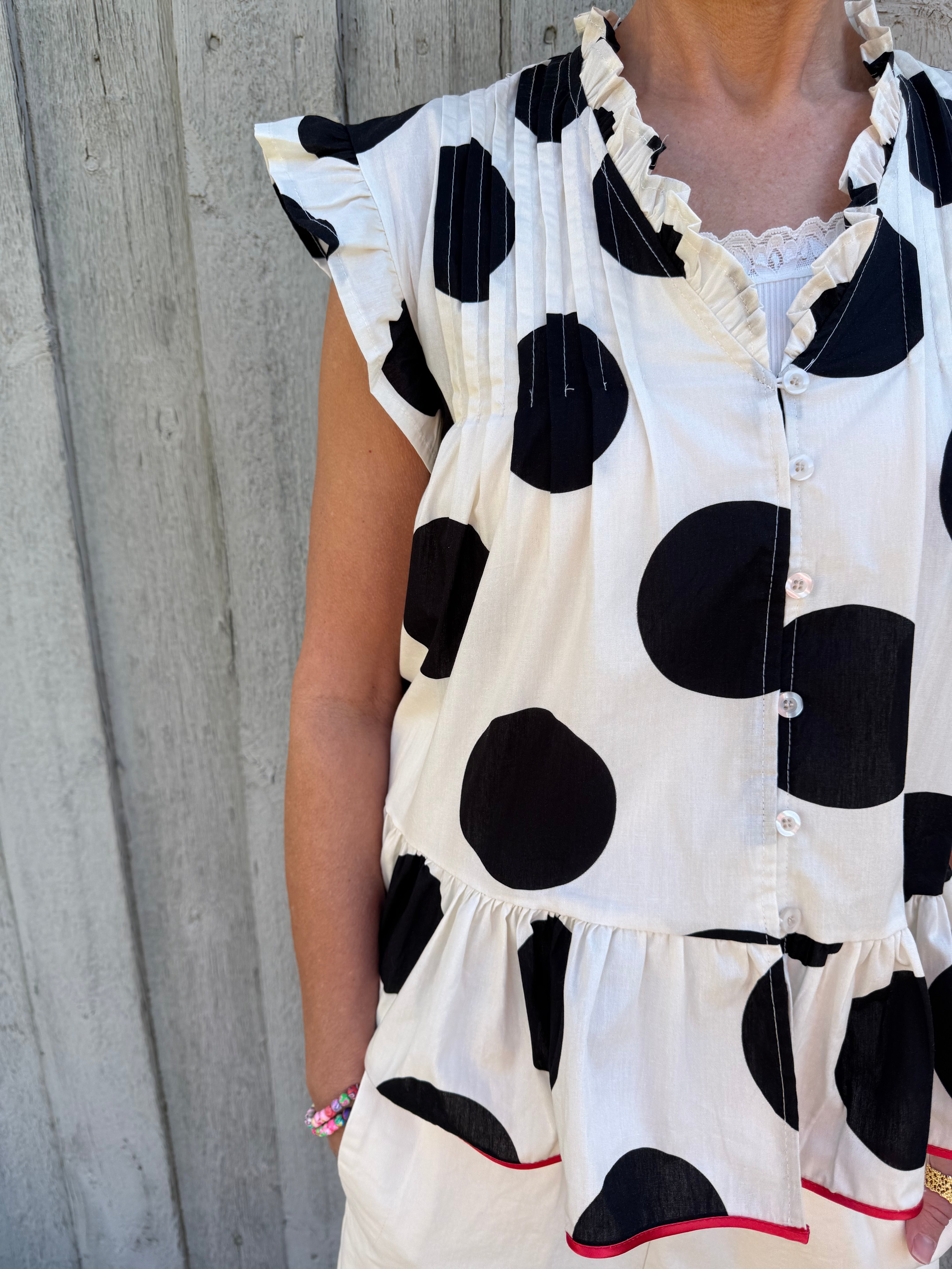 Ciamia Blouse - White/Black/Red
