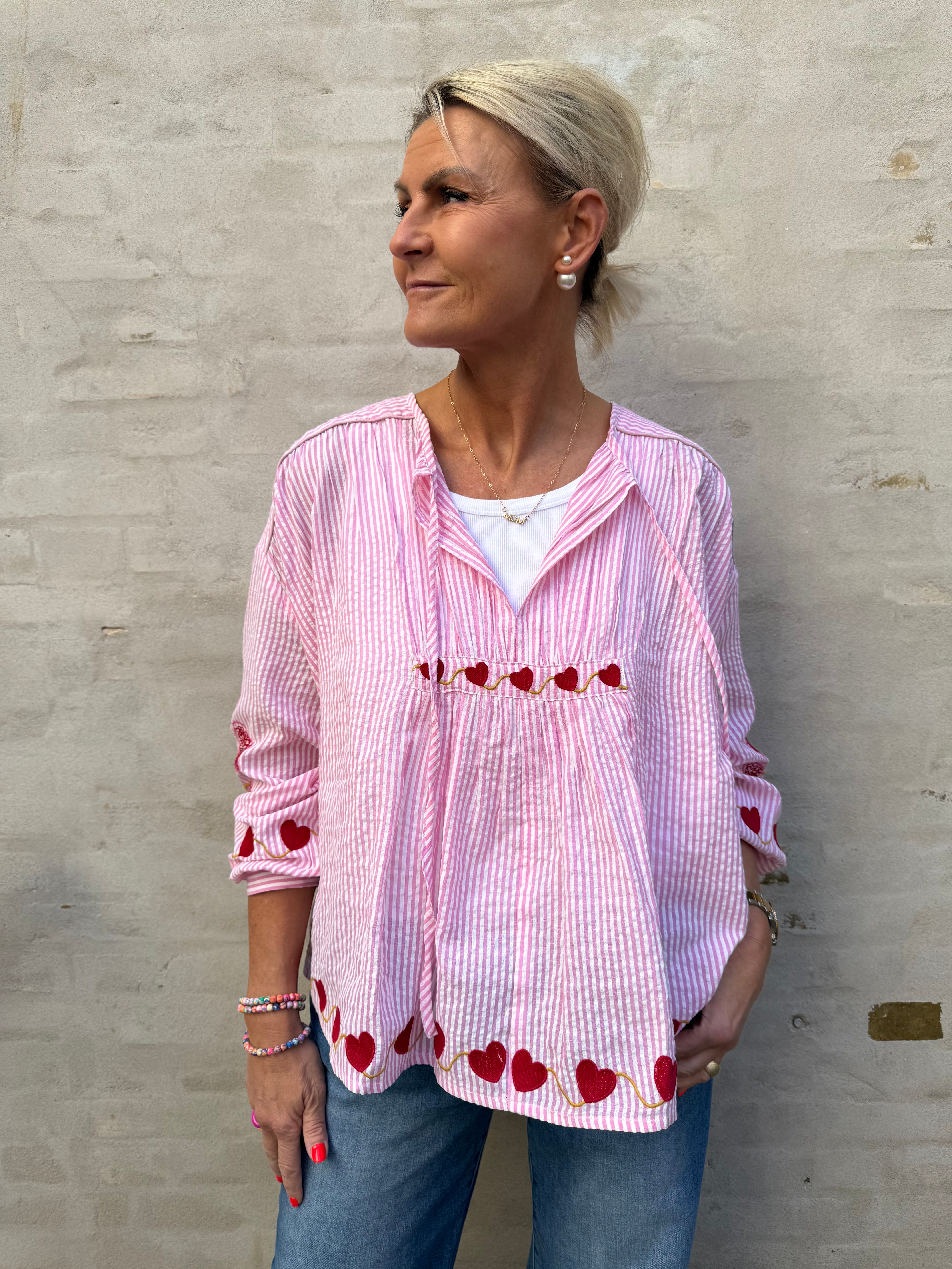 Heart Blouse - Rosa Flower