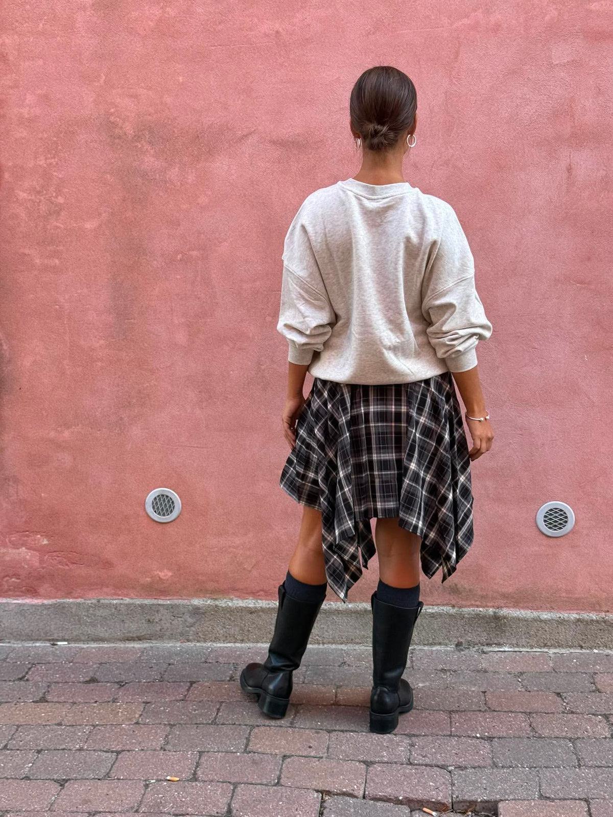 DagnyCC Check Tie Skirt - Black