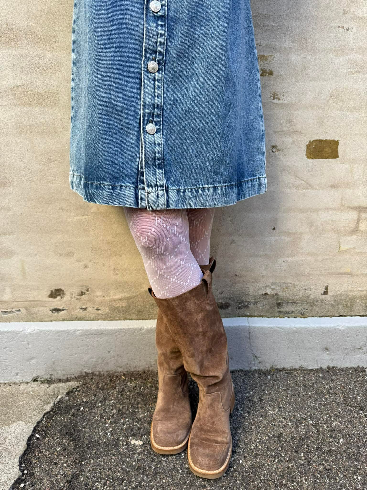 SKY SS A-SHAPE DENIM DRESS - Medium Blue Denim