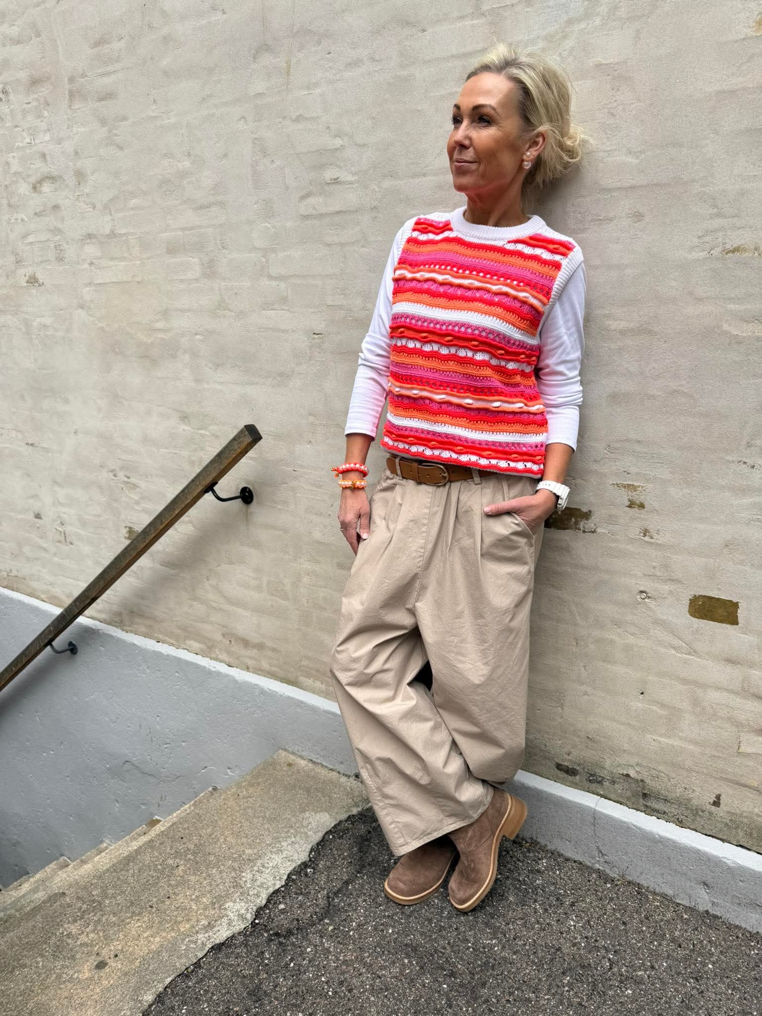 Milla Vest - Orange/Pink/White