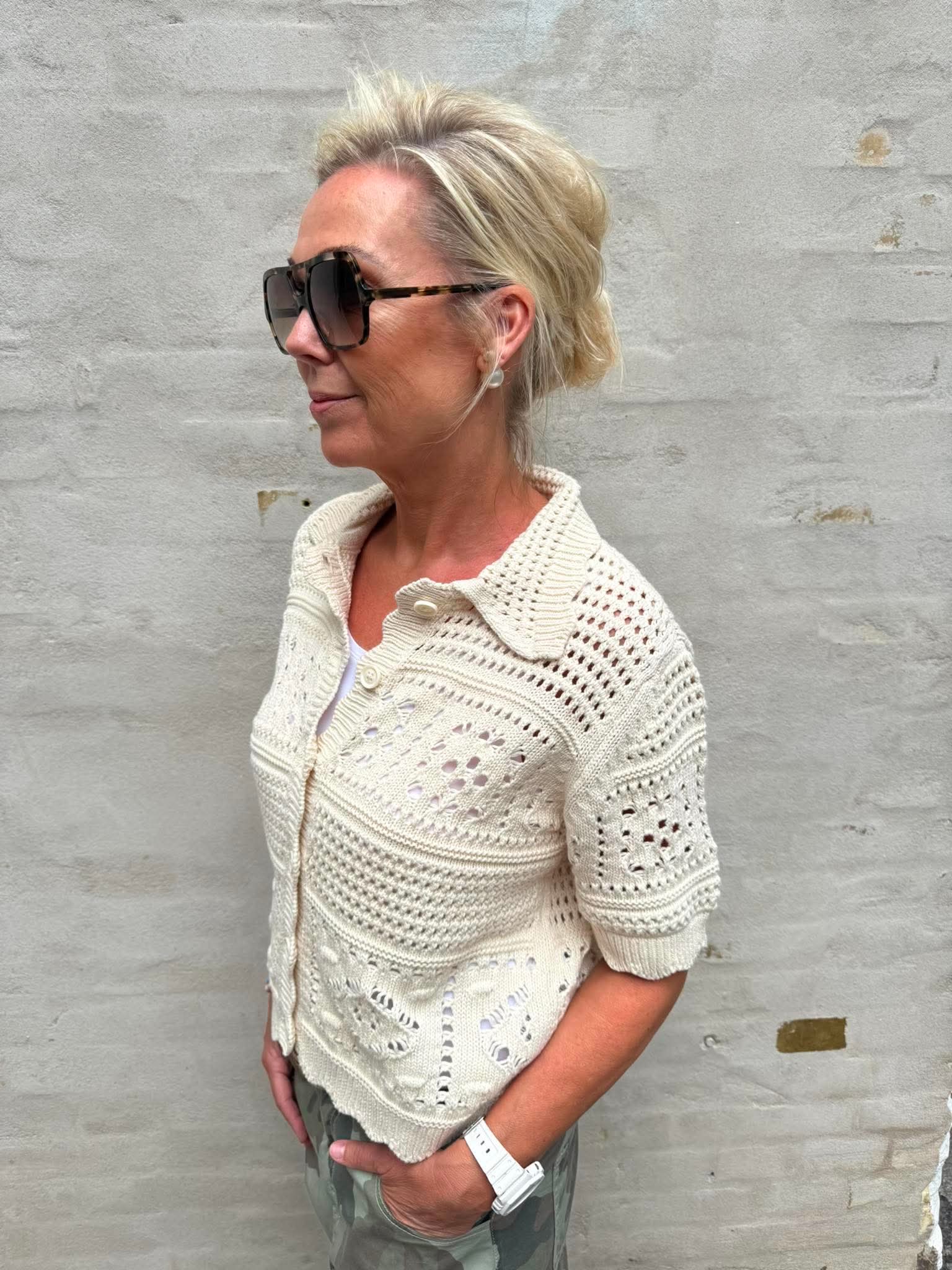 BINDI S/S SHORT CARDIGAN - Birch