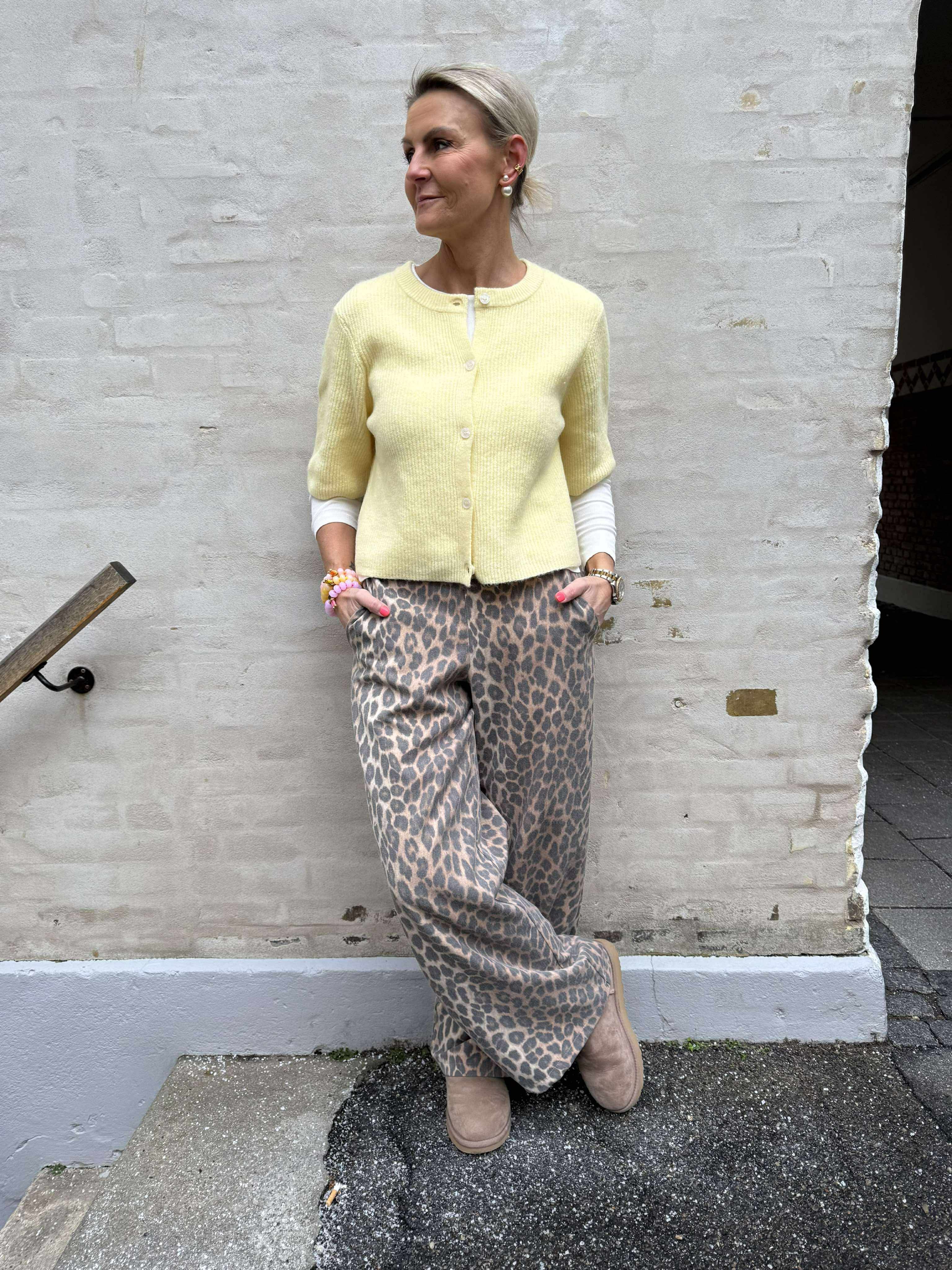 SILLY SS O-NECK KNIT CARDIGAN - Pale Banana MELANGE