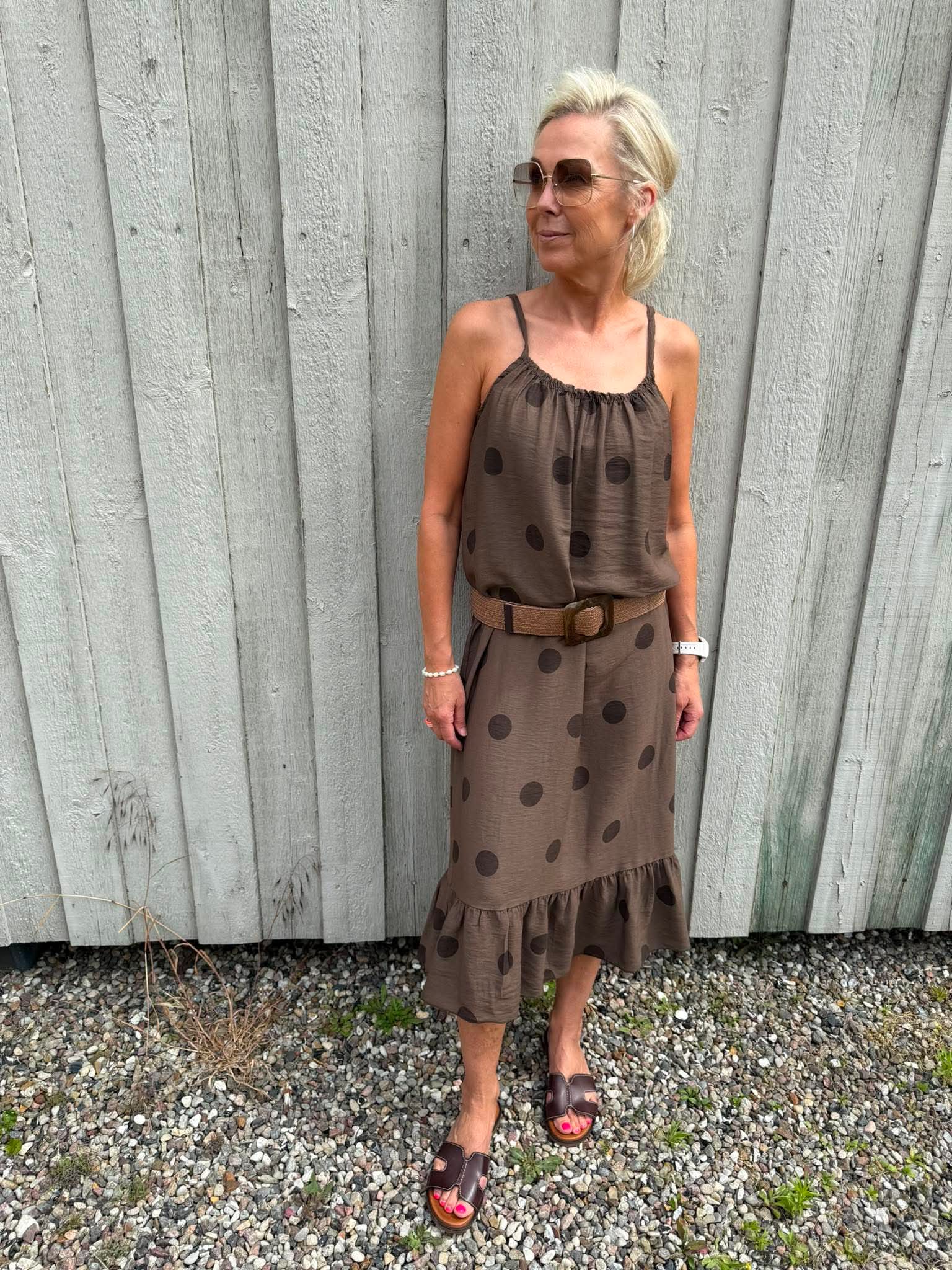 Dot Dress - Mörkbrun