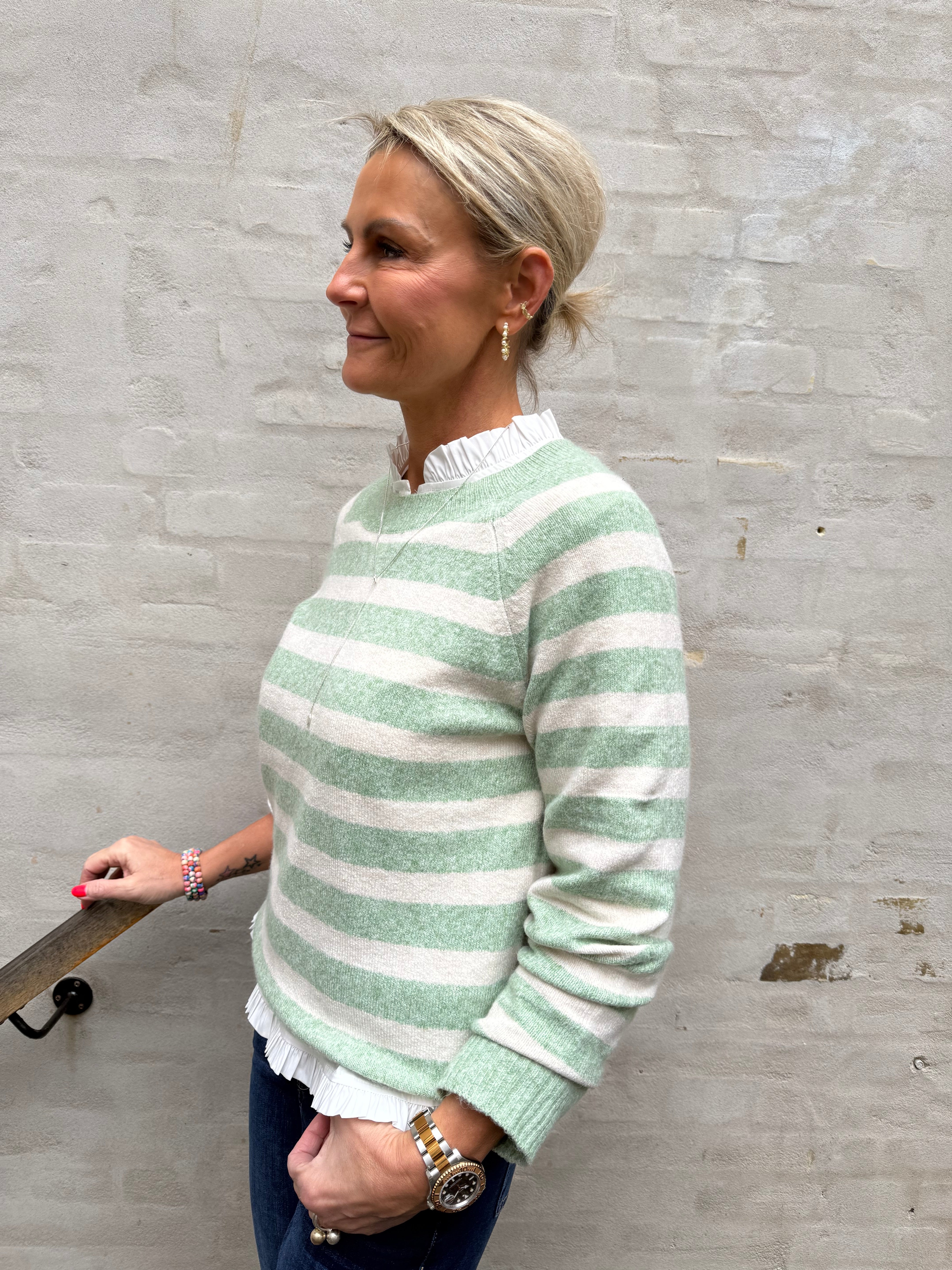 DOFFY O-HALS BLUS - Mistel/björk