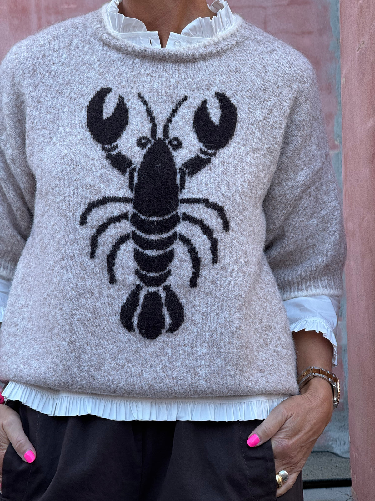 Lobster S/S Knit - Beige/Brun