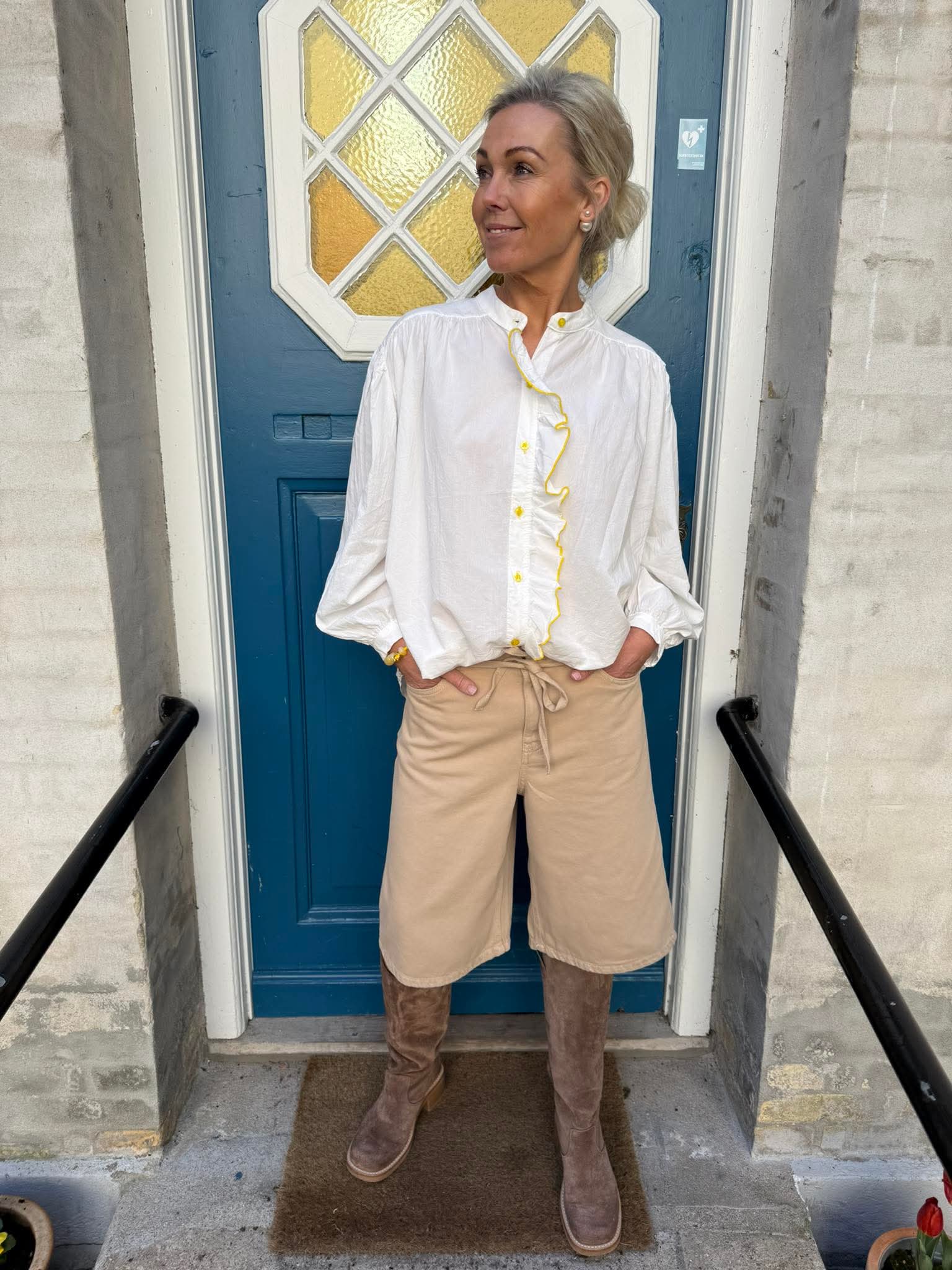 Karmen Shirt - White/Neon Yellow