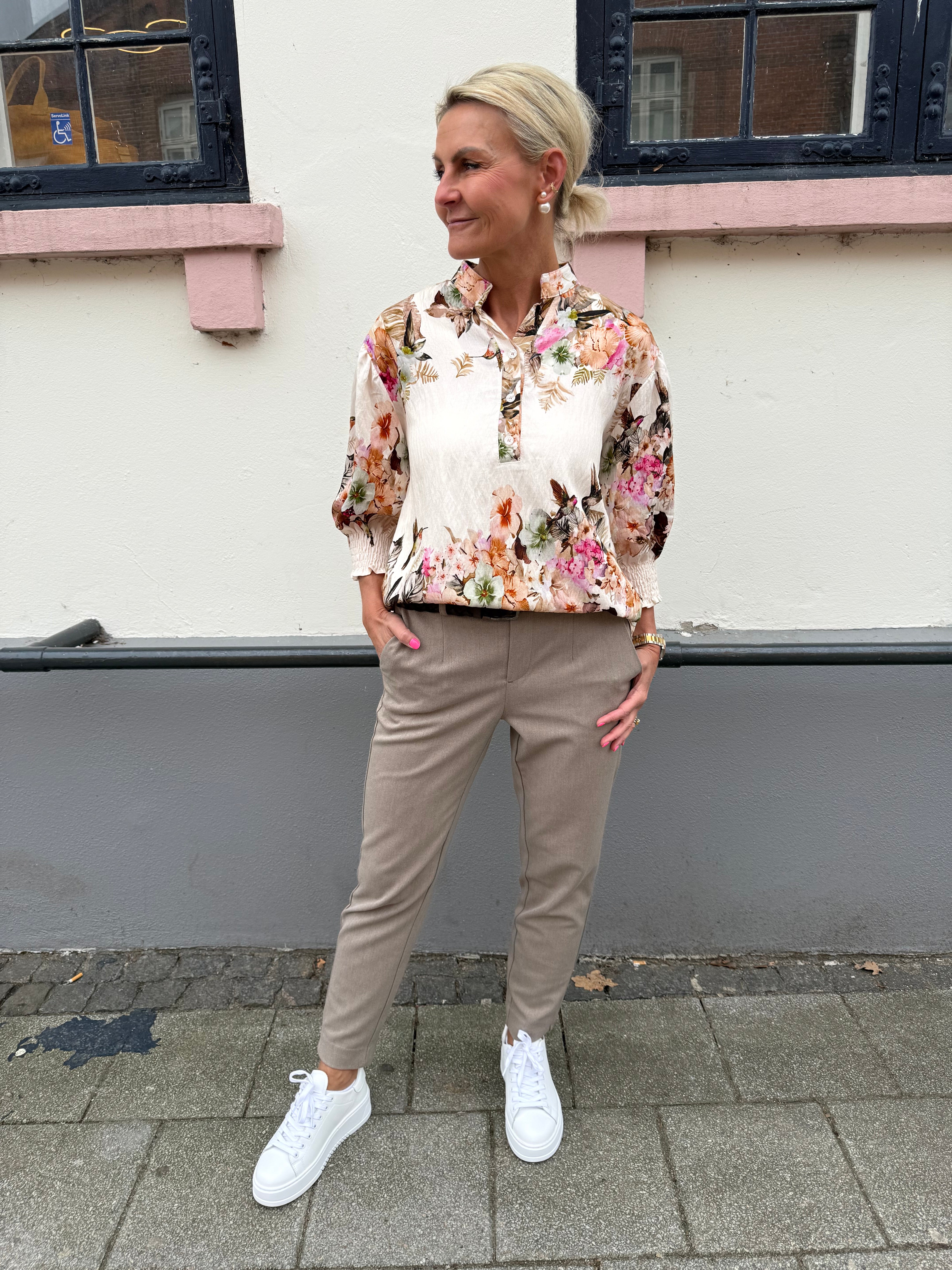 LISA SLIM Pant - Fossil/Melange