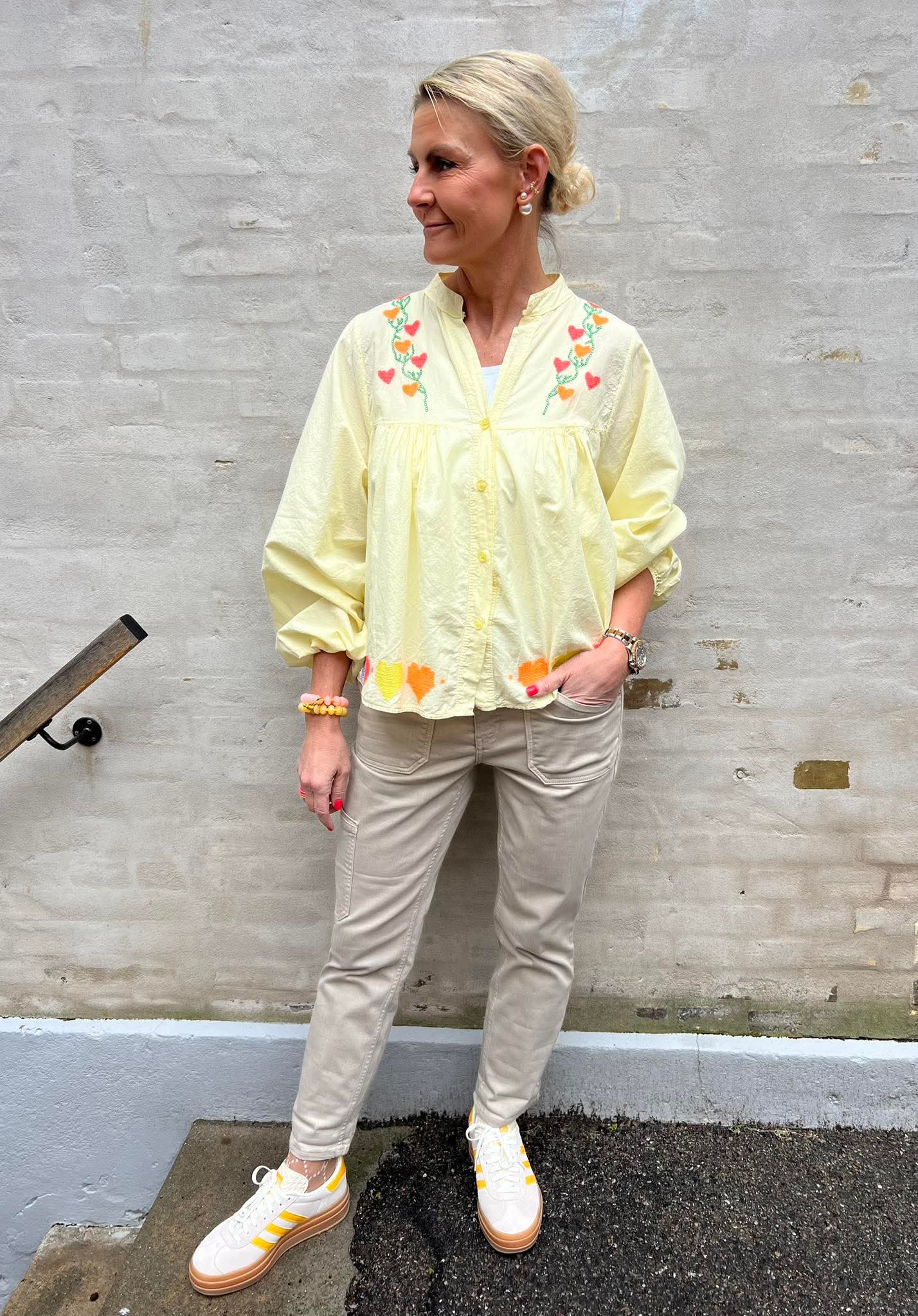 Lux skjorta m. Broderi - Gul