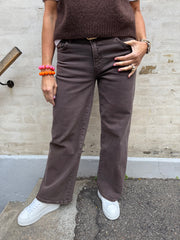 Selma Låg midja vida jeans - Hot Fudge