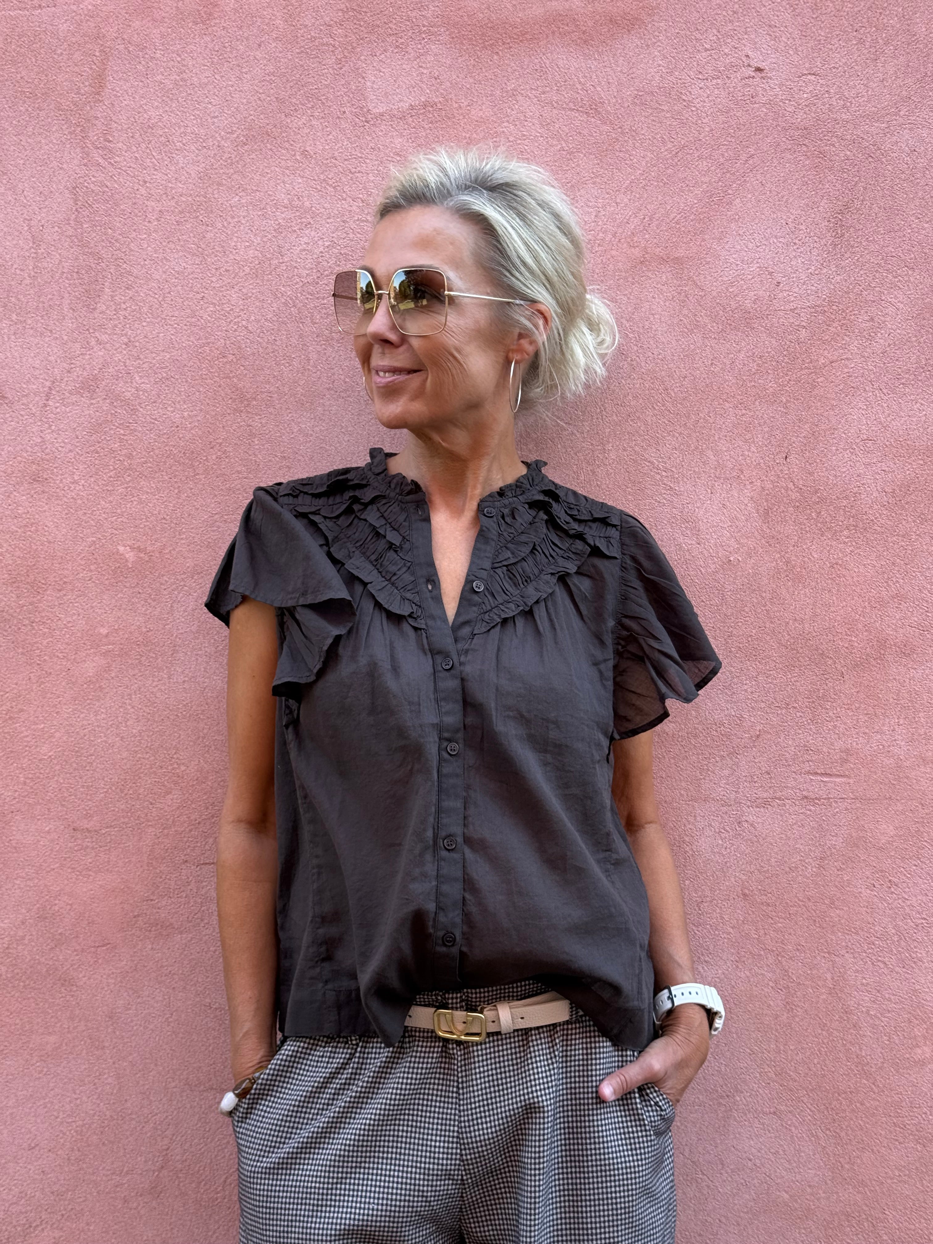 Jayla S Voile Topp - Mörkbrun