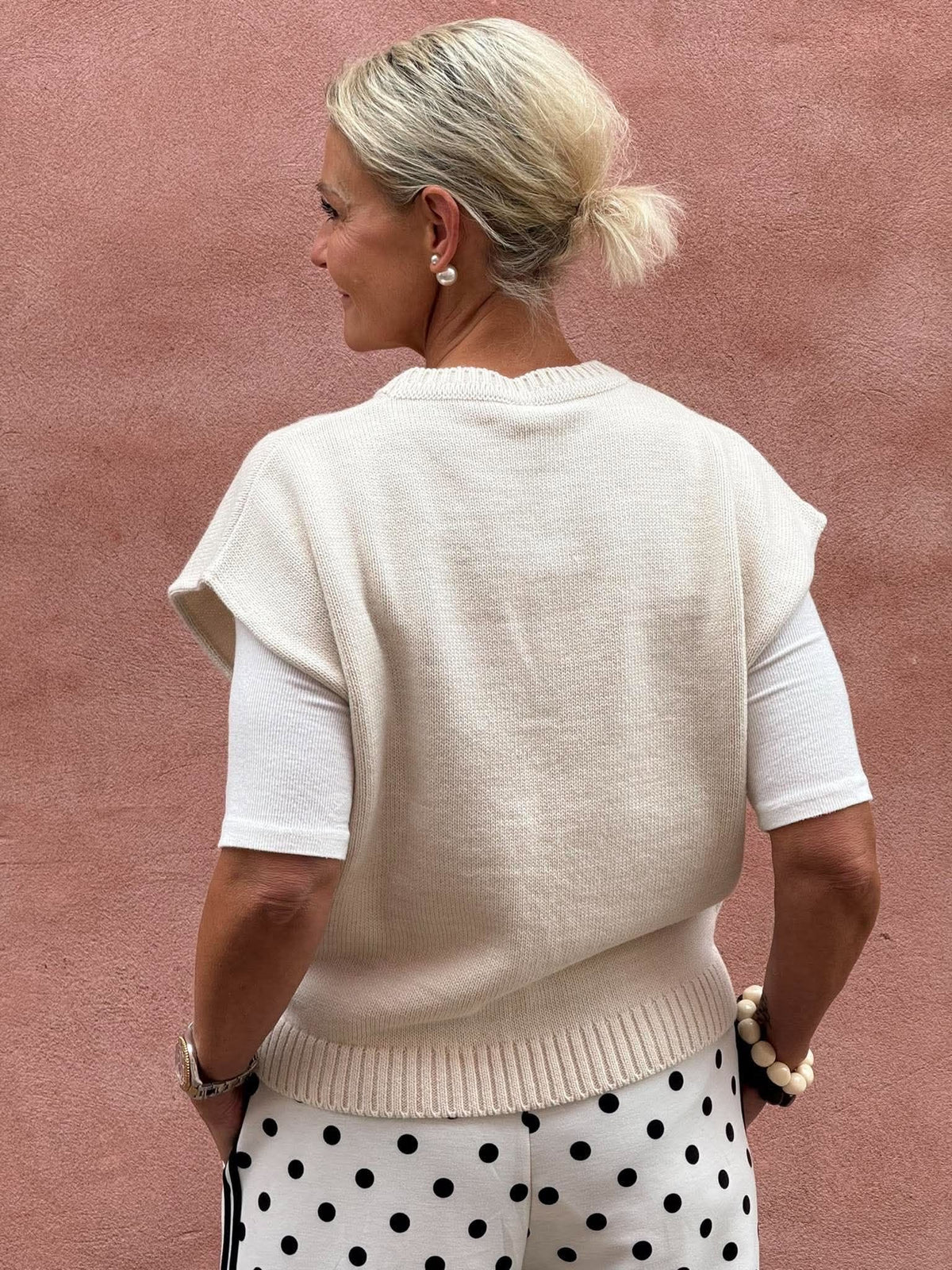 NO51 Knit Vest - Panna/Nero