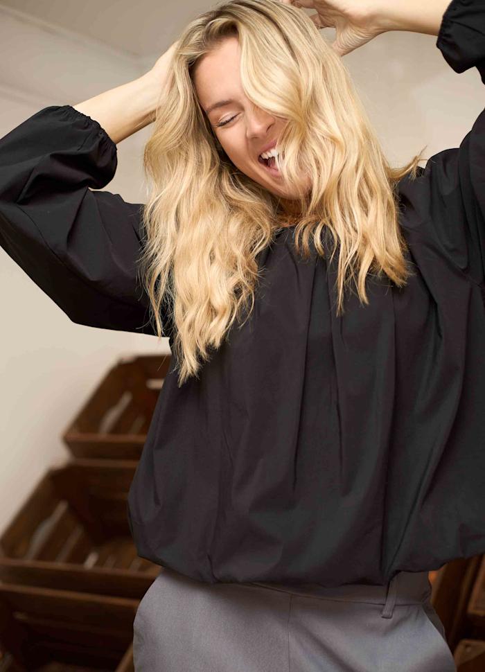 Davina Balloon Blouse - Black